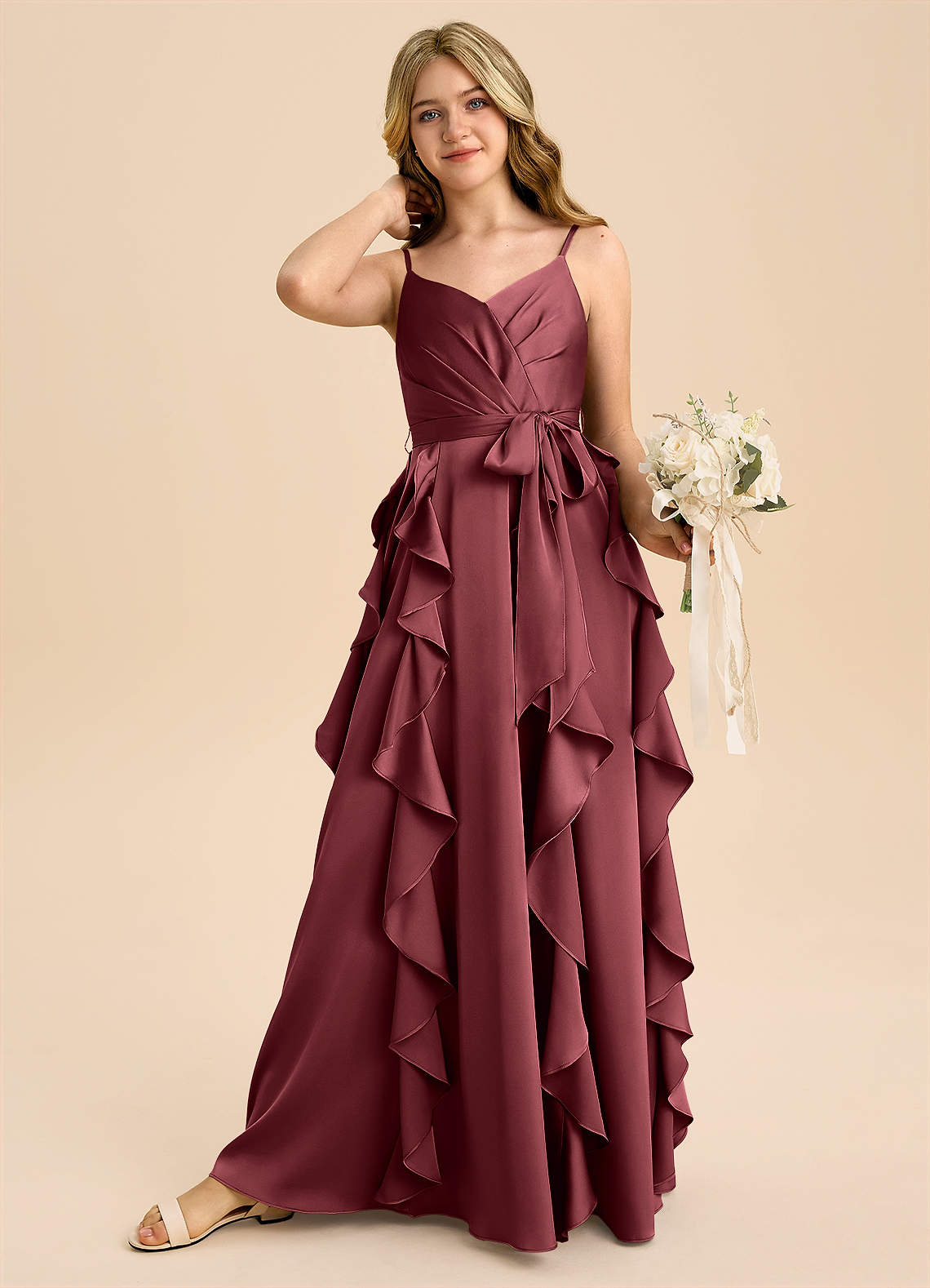 maroon junior bridesmaid dresses Azazie Peyton selling Kira bridesmaids gown