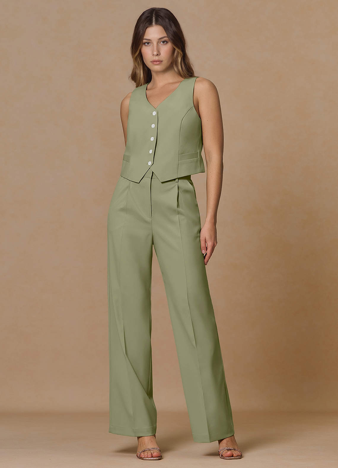 front Rowan Pistachio Refined Weave Performance 2-Piece Suit