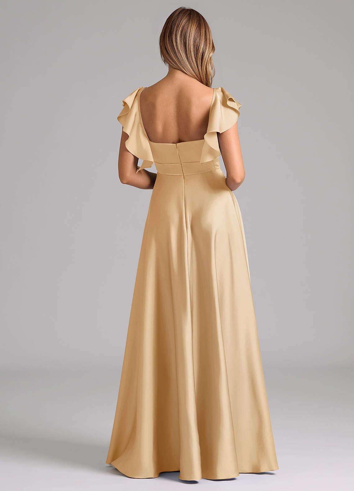 blue dress for baby girl Zapaka Women Satin Bridesmaid Dress Light Yellow Halter Sleeveless Backless Mermaid Wedding Guest Dress, Champagne / US4 main image 0