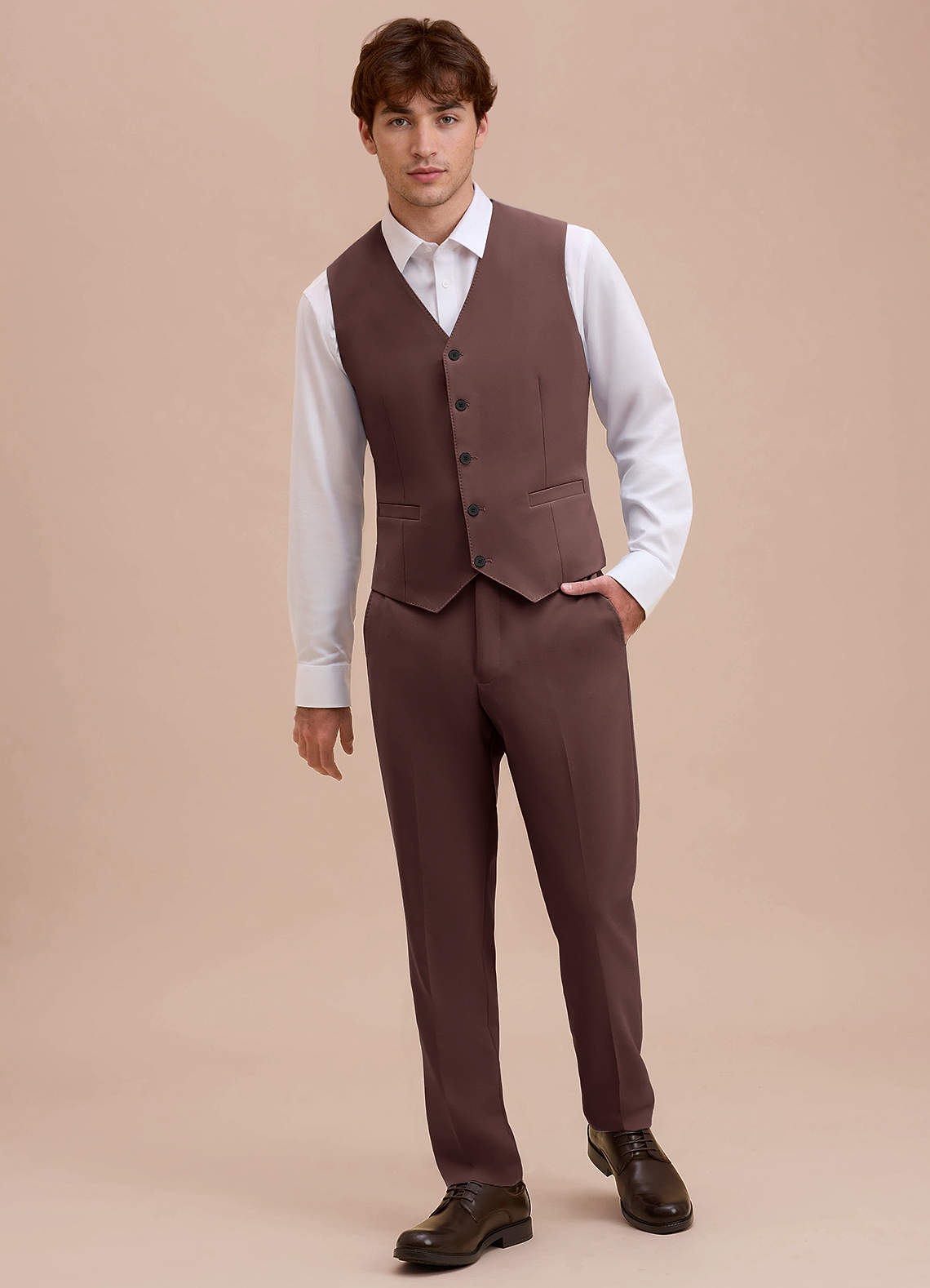 front Ethan Espresso Refined Weave Suit Vest