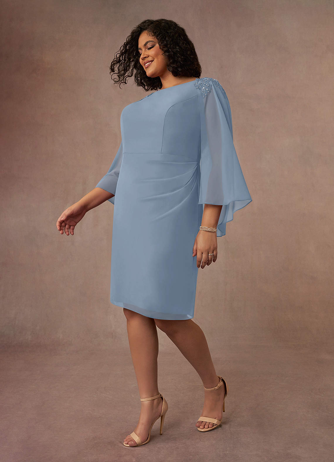 Azazie Carmela Mother of the Bride Dresses Dusty Blue Sheath Lace Chiffon Dress image8