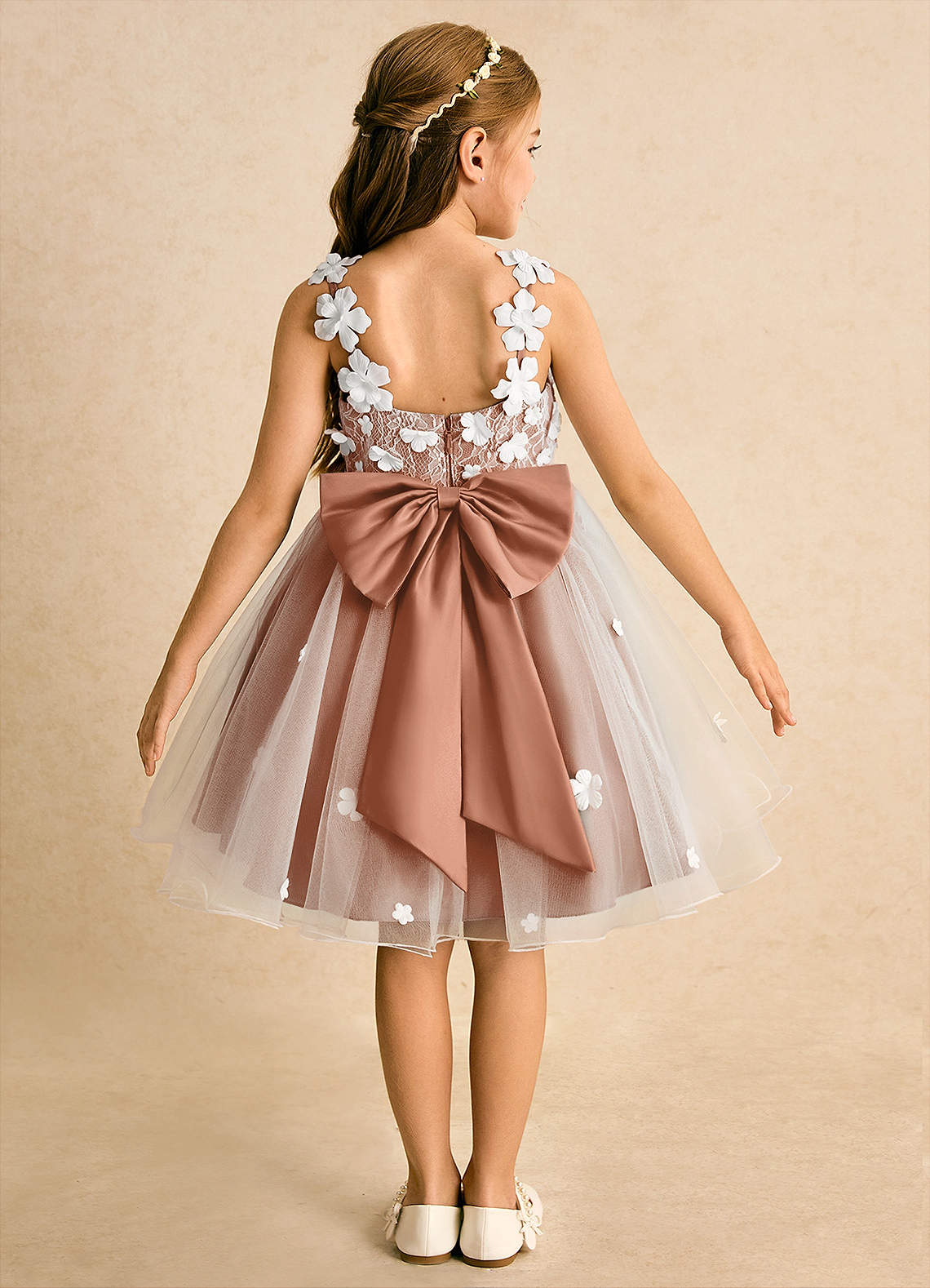 Azazie Junebug Flower Girl Dresses Ivory Bronzer Ball-Gown Lace Tulle Dress image1