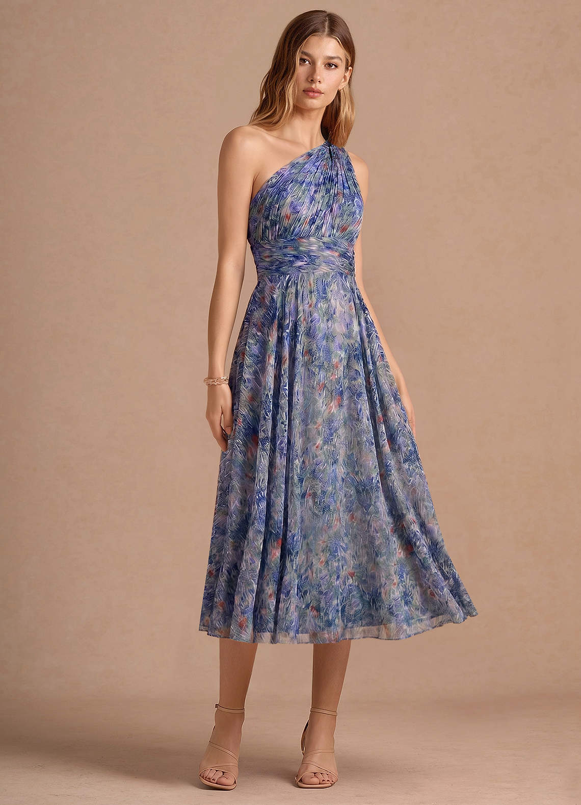 lilac bridesmaid dresses midi Noelle Floral Dress length gown drapes beautifully
