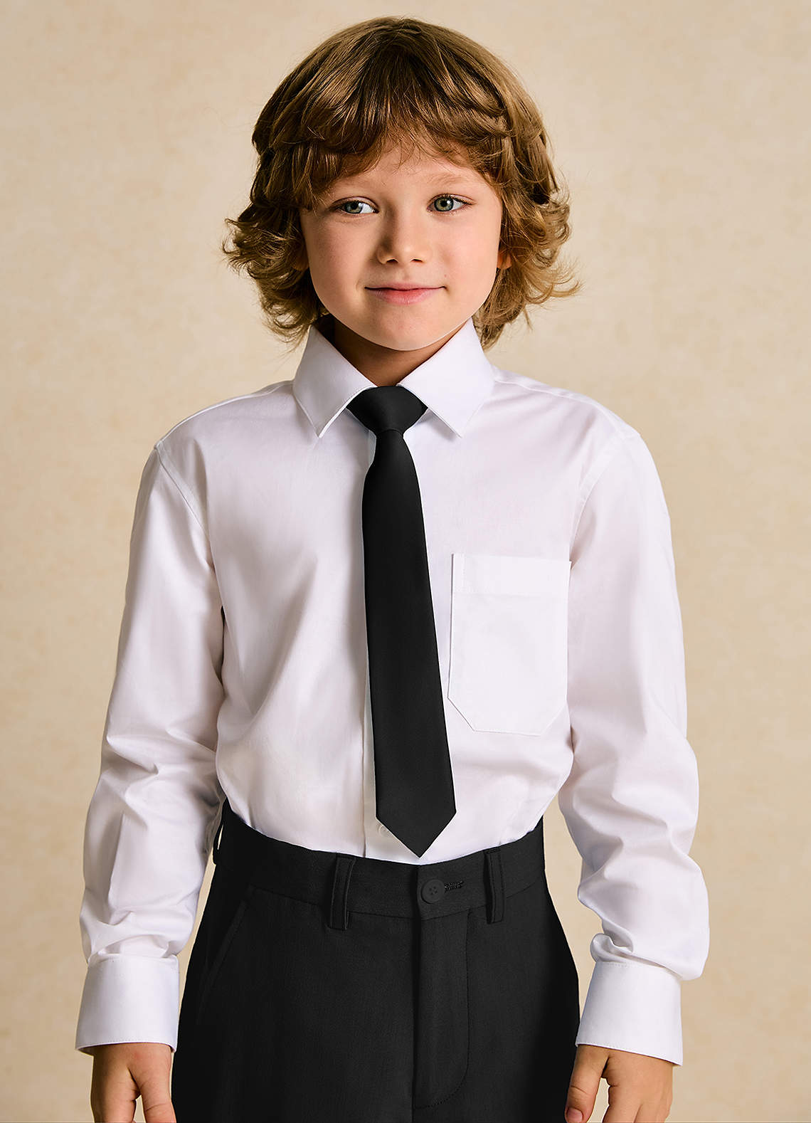 front Oliver Boys Black 5-Piece Suit