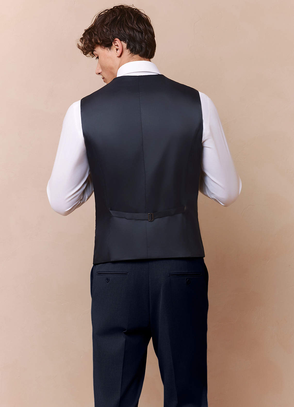 front Savile Navy Blue Wool Blend Suit Vest