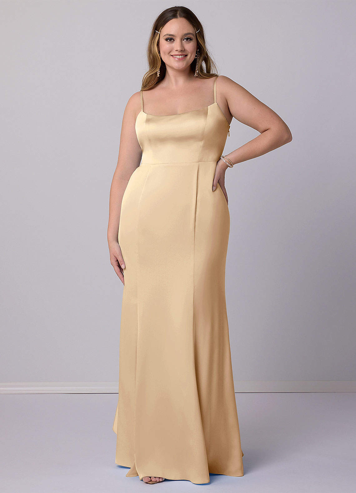 Barbie ♥ Azazie Bridesmaid Dresses Champagne Mermaid Bow Stretch Satin Dress image8