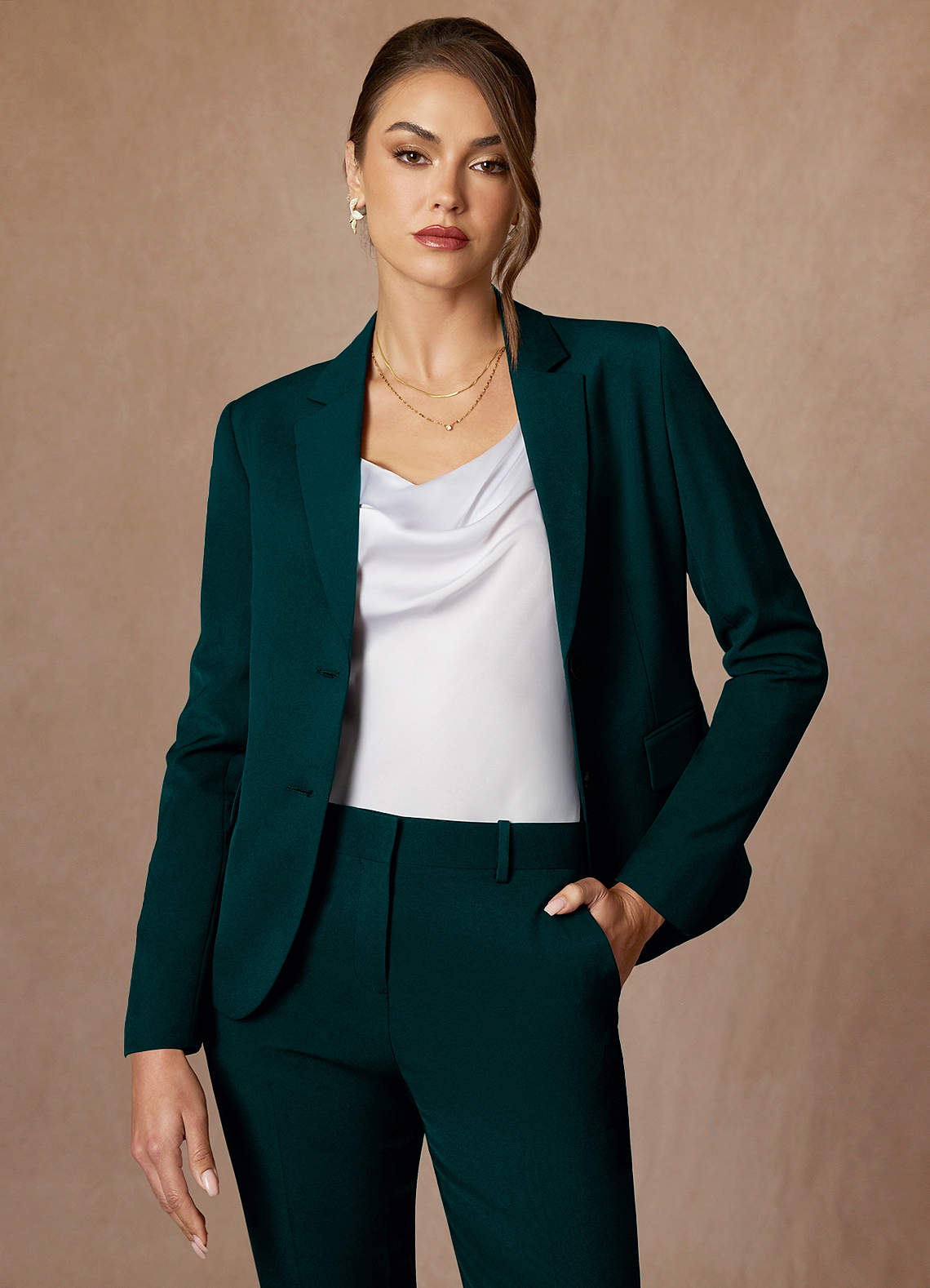 front Whitney Pine Structured Stretch Blazer