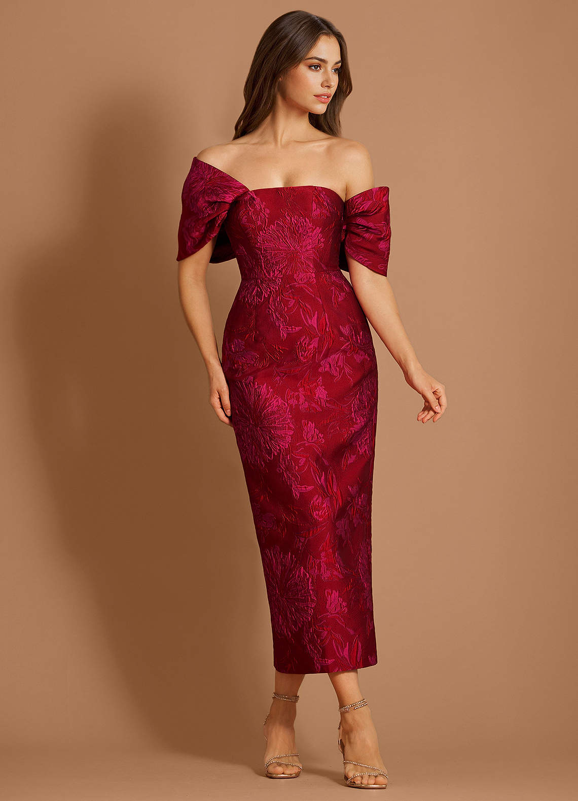 Noriel Red Hot Pink Midi Dress image1