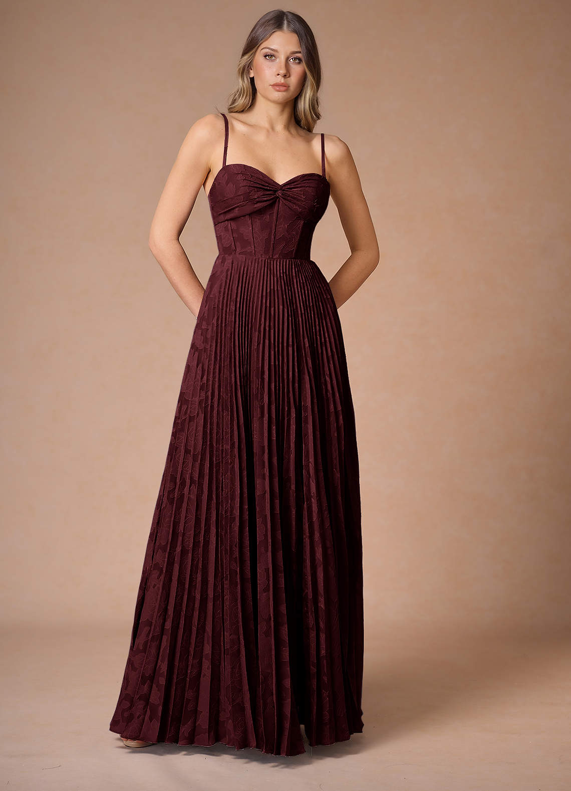 Akiko Wine Pleated Maxi Dress image3