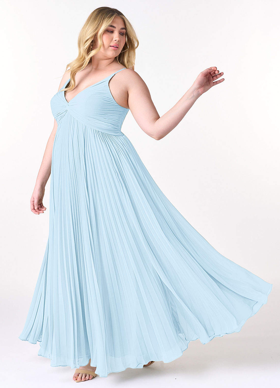 Azazie Raychelle Bridesmaid Dresses Sky Blue A-Line V-Neck Chiffon Dress image8