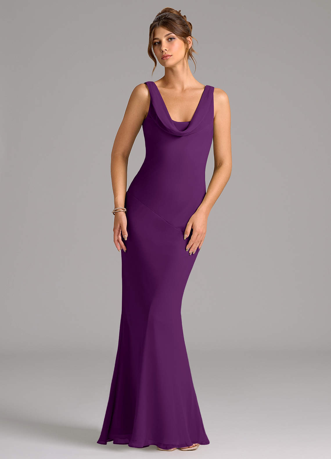 Azazie Rylina Grape Chiffon Bridesmaid Dresses | Azazie