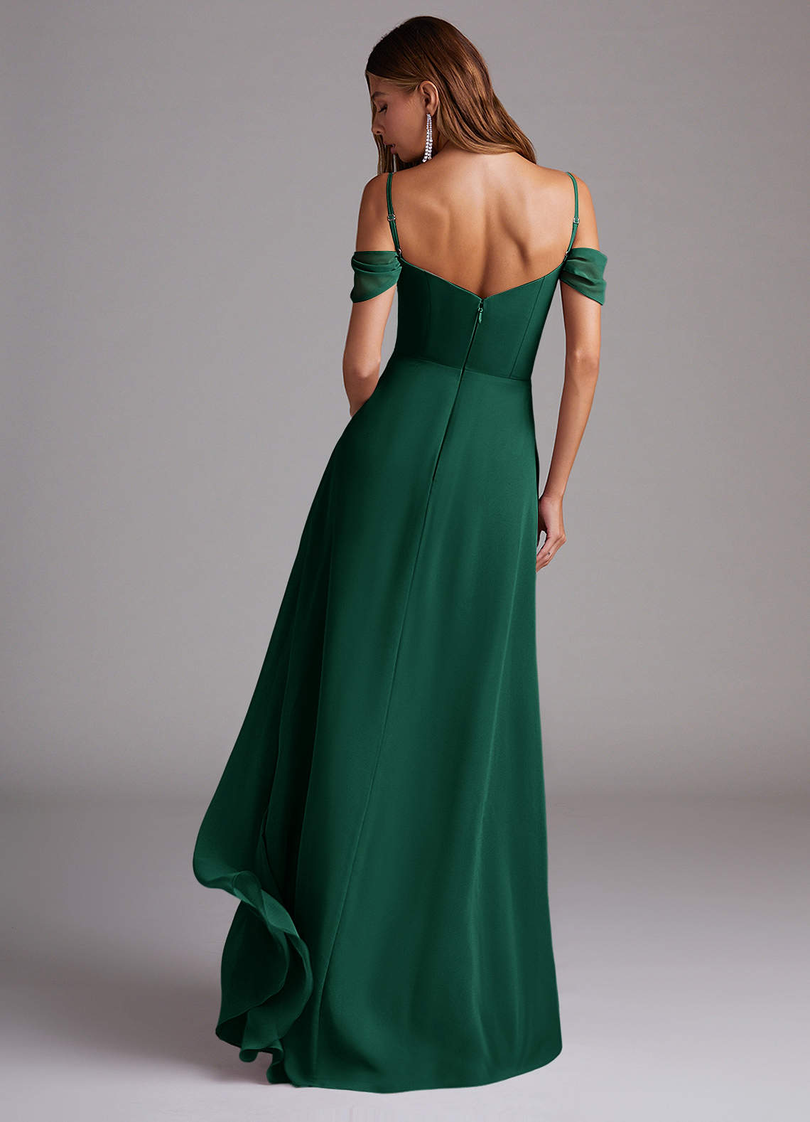 Azazie Marley Morsiusneito Mekot A-linja Olkapään ulkopuolella Sifonki Lattian pituus Pukeutua image6