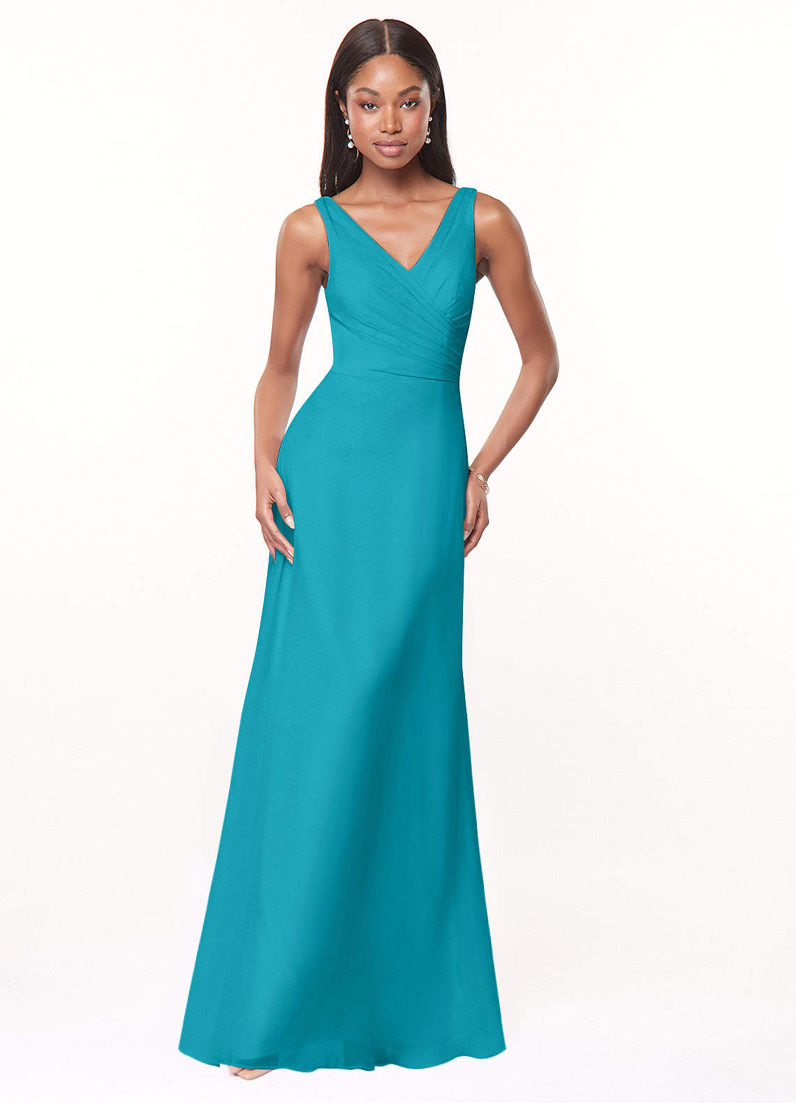 Azazie Nala Bridesmaid Dresses Jade A-Line Pleated Chiffon Dress image1