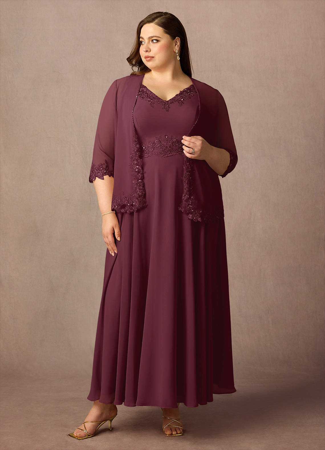 Azazie Devana Mother of the Bride Dresses Cabernet A-Line Sequins Chiffon Dress image1