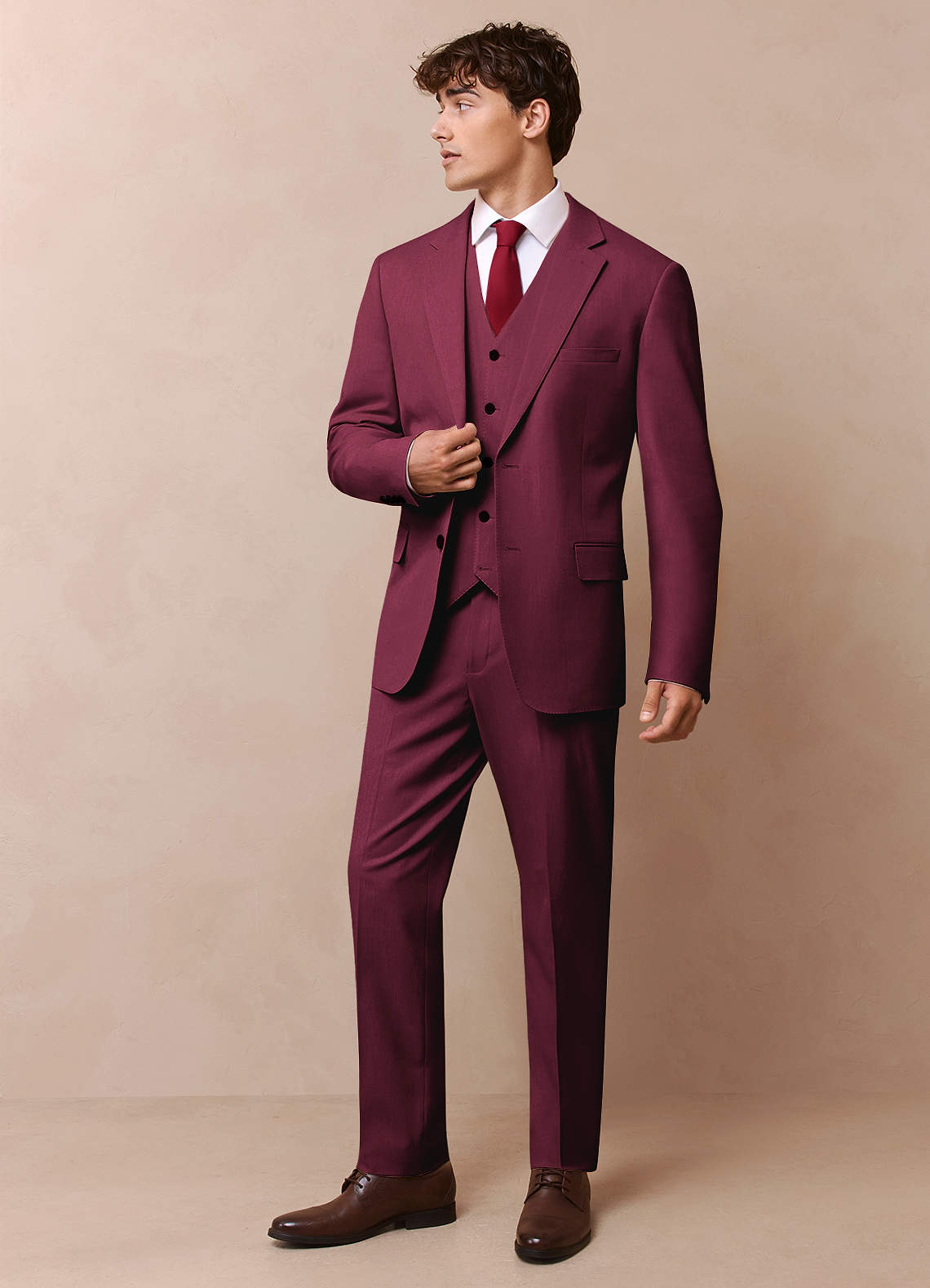front James Burgundy Structured Stretch Dress Pants