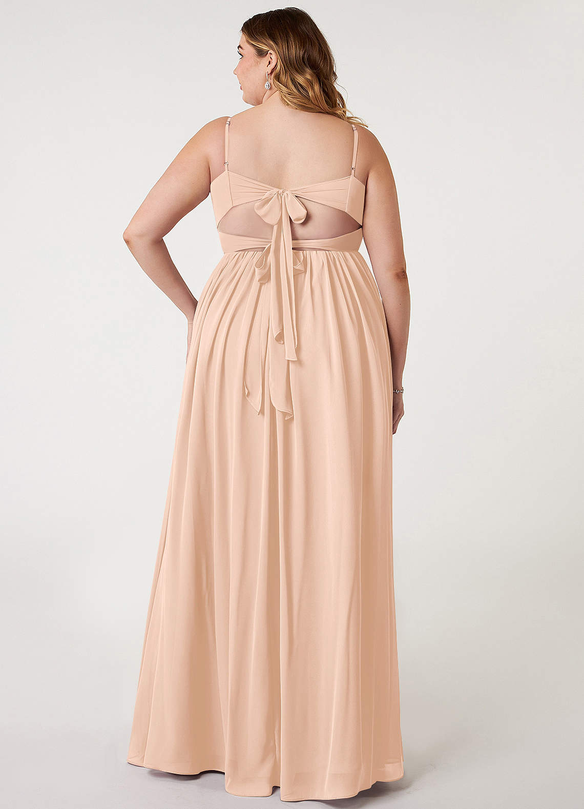 Azazie Zeya Bridesmaid Dresses English Rose A-Line V-Neck Pleated Chiffon Dress image6