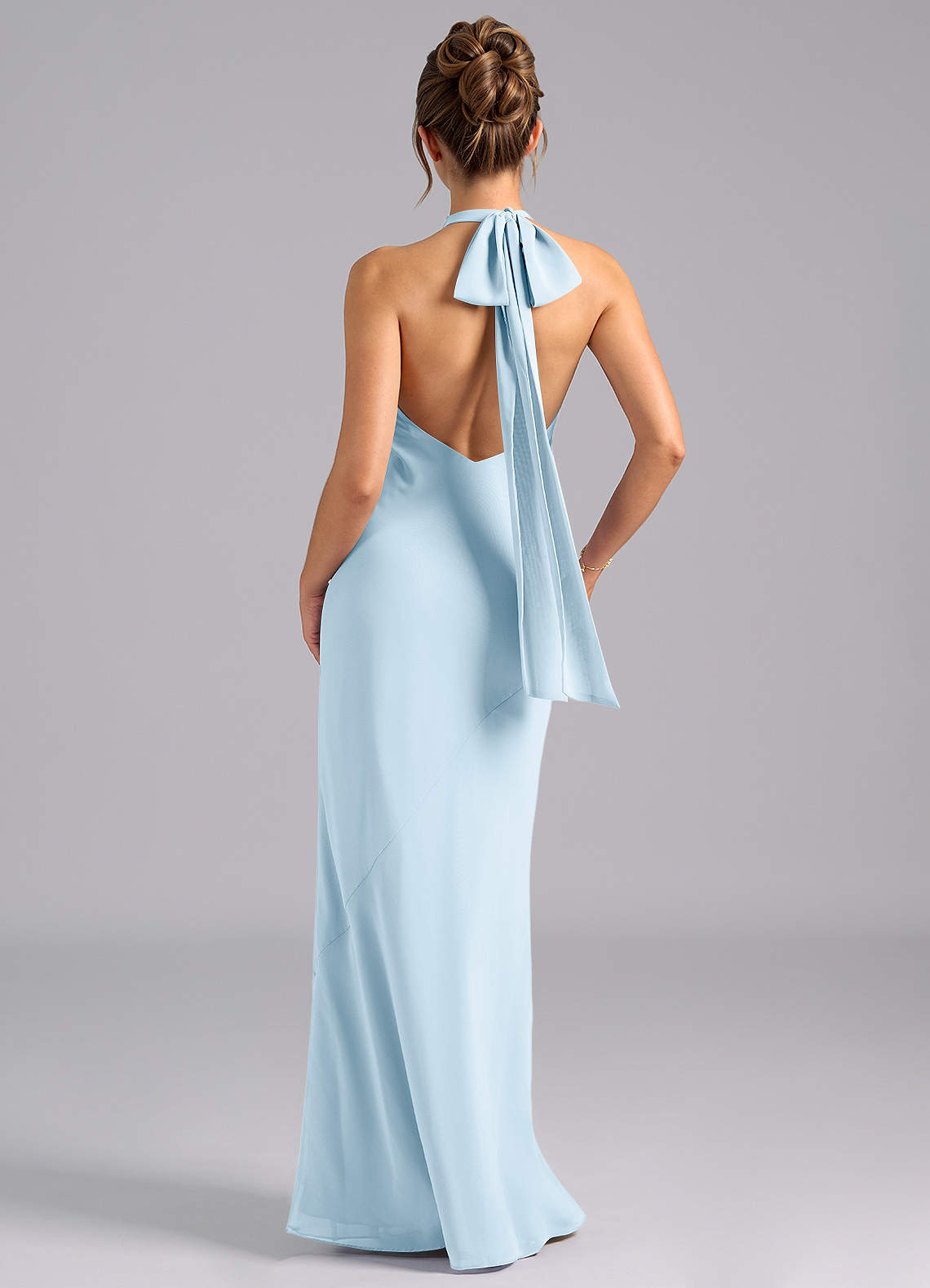 Azazie Velli Bridesmaid Dresses Sky Blue Mermaid High Neck Chiffon Dress image1
