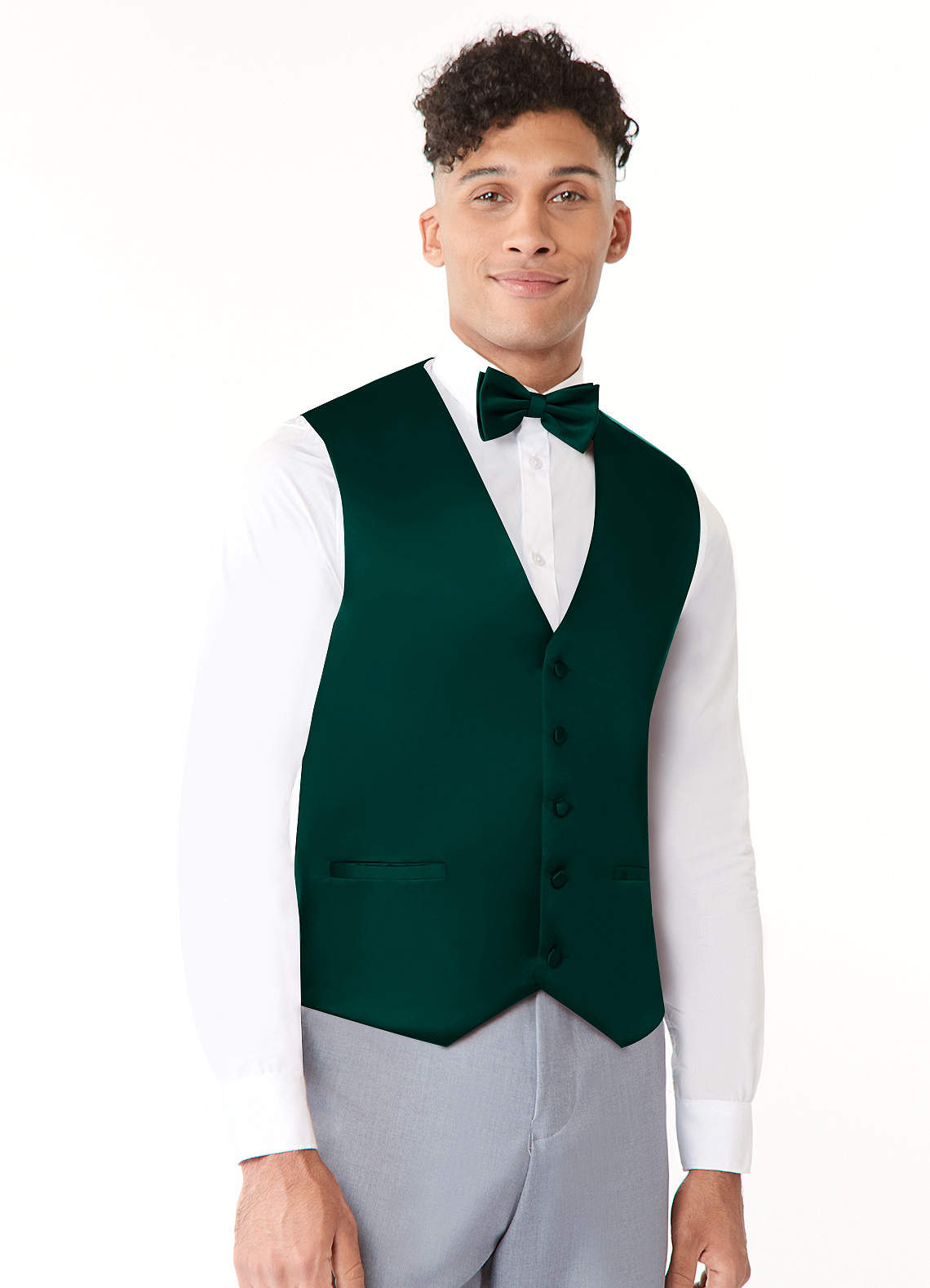front Matte Satin Vest and Bow Tie Set