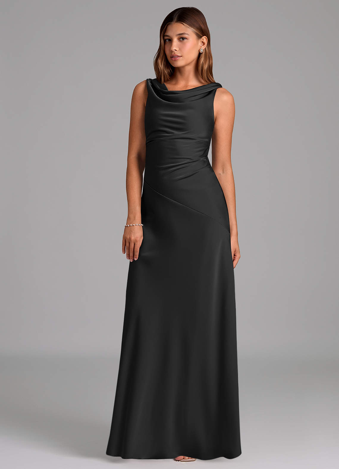 a line v neck maxi dress La Femme 32887 Long Prom Dress Bronze / 00 main image 1