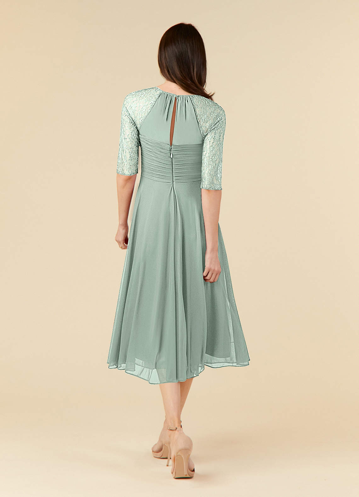 Azazie Gracelyn At-home Try On Dresses Agave A-Line Lace Dress image1