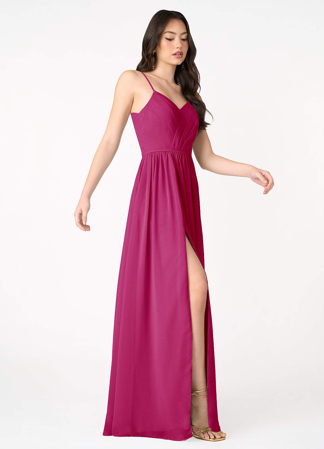 Tory Hot Pink Pleated Maxi Dress Azazie