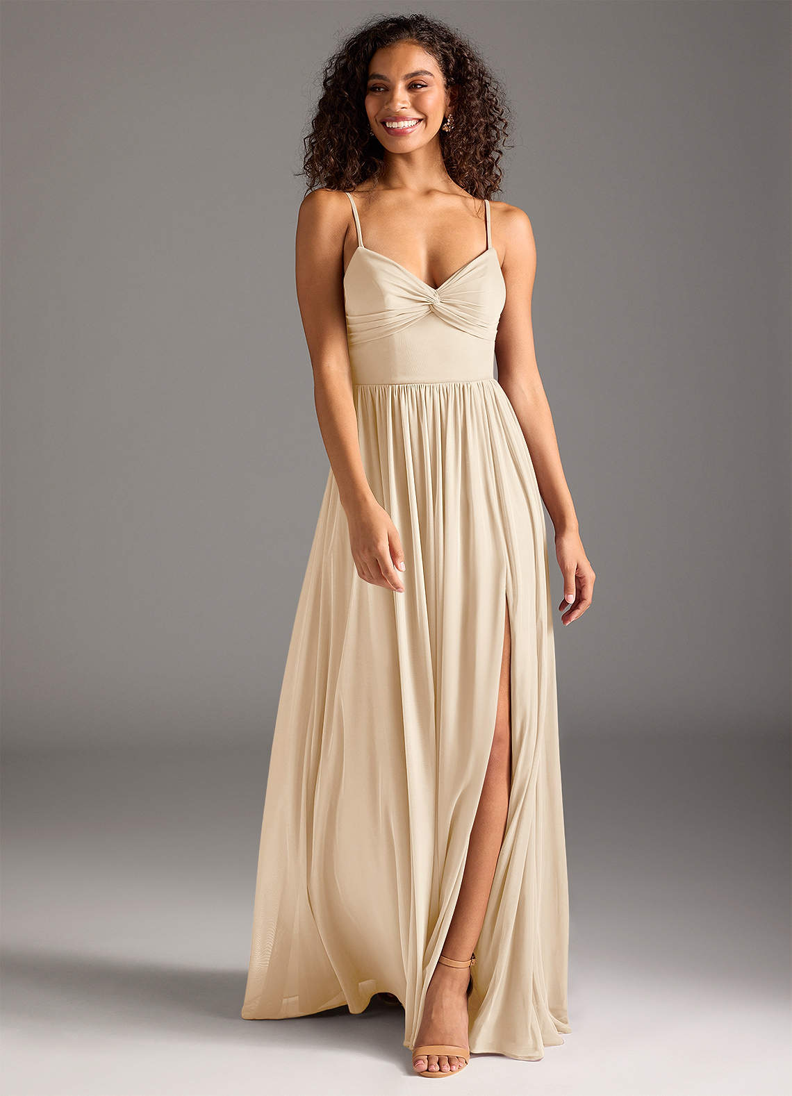 sweetheart tank pleated mesh bridesmaid dress Pleated Print Mesh High Low Dress with Tendrils main image 0