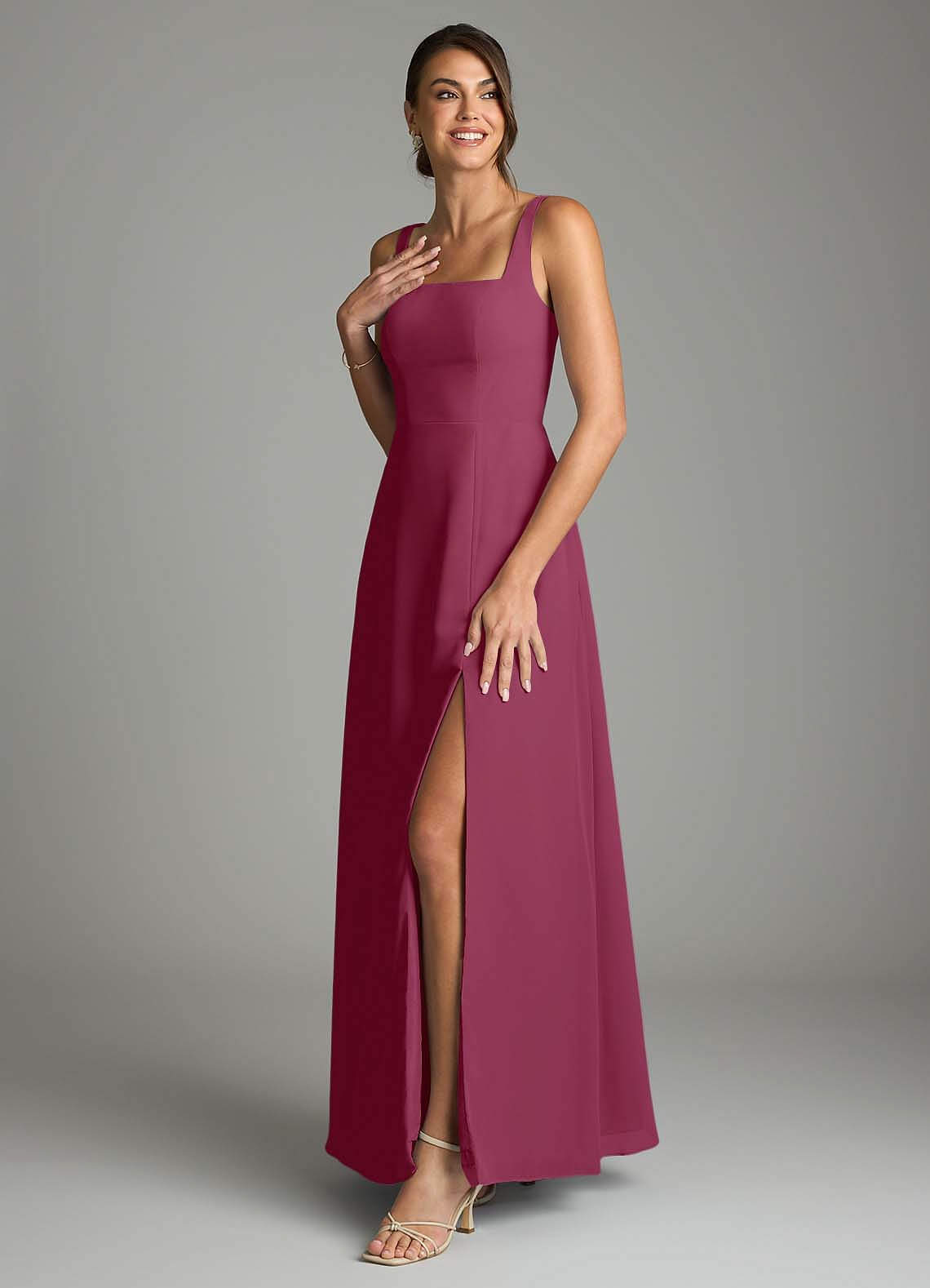 mulberry chiffon bridesmaid dress Azazie Debra