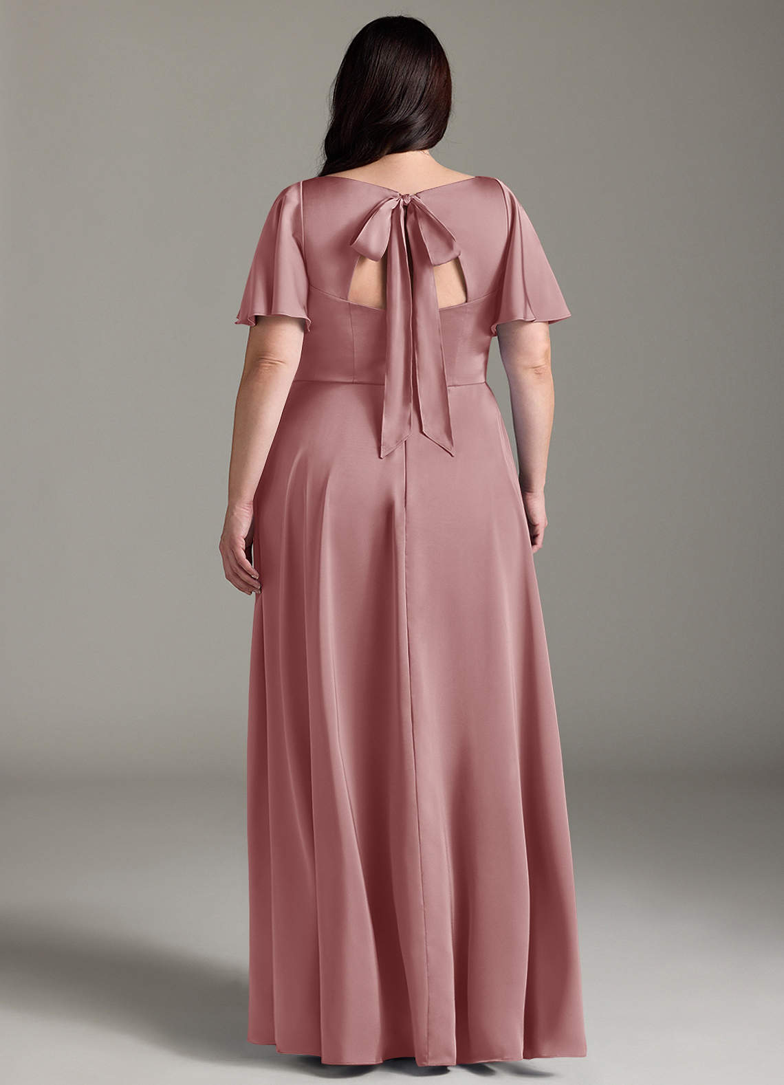 Azazie A-Line V-Neck Floor-Length Stretch Satin Bridesmaid Dresses - Dusty Rose Azazie A-Line V-Neck Floor-Length Stretch Satin Bridesmaid Dresses - Dusty Rose
