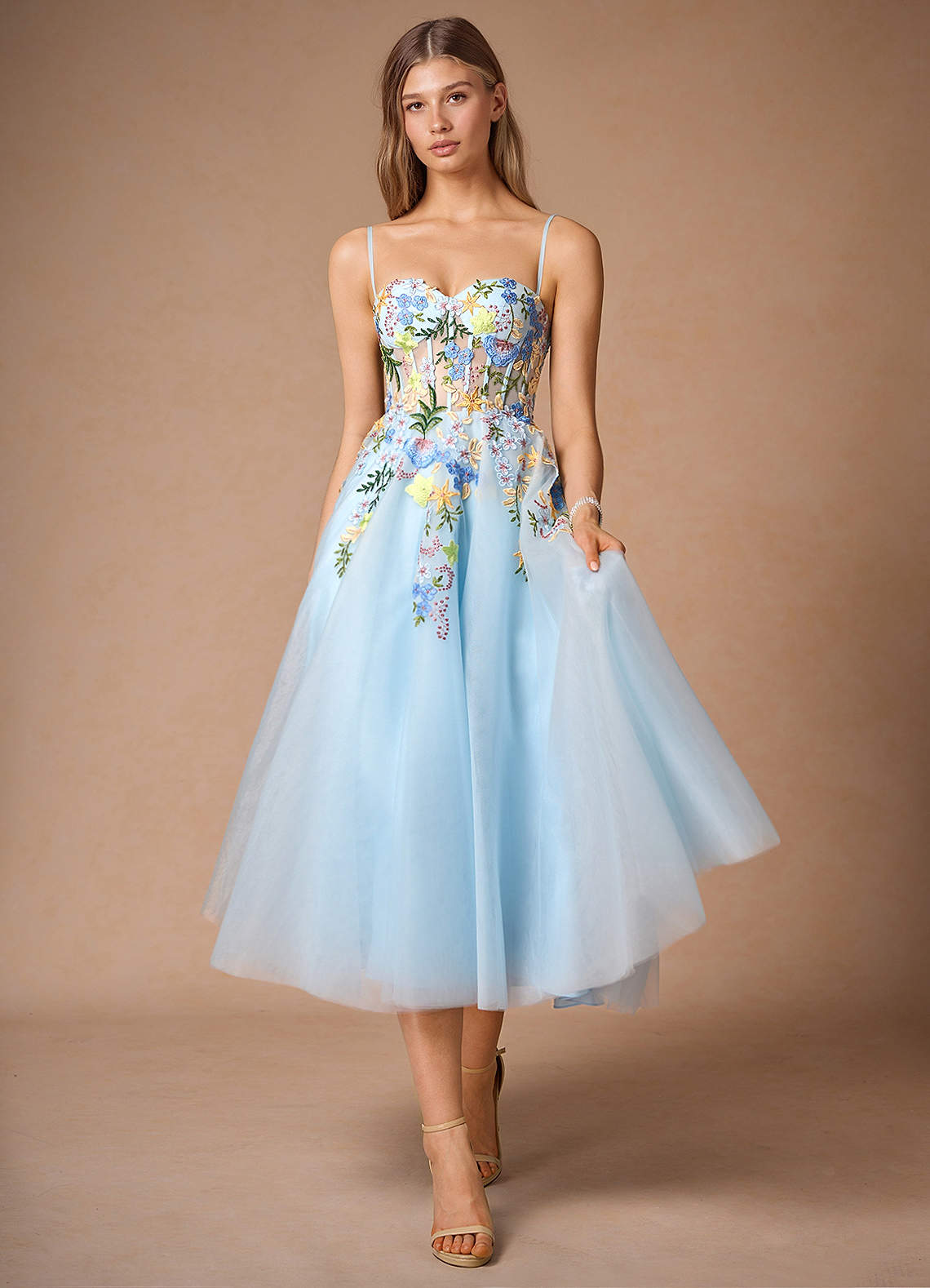Iverine Sky Blue Multi Midi Dress image1