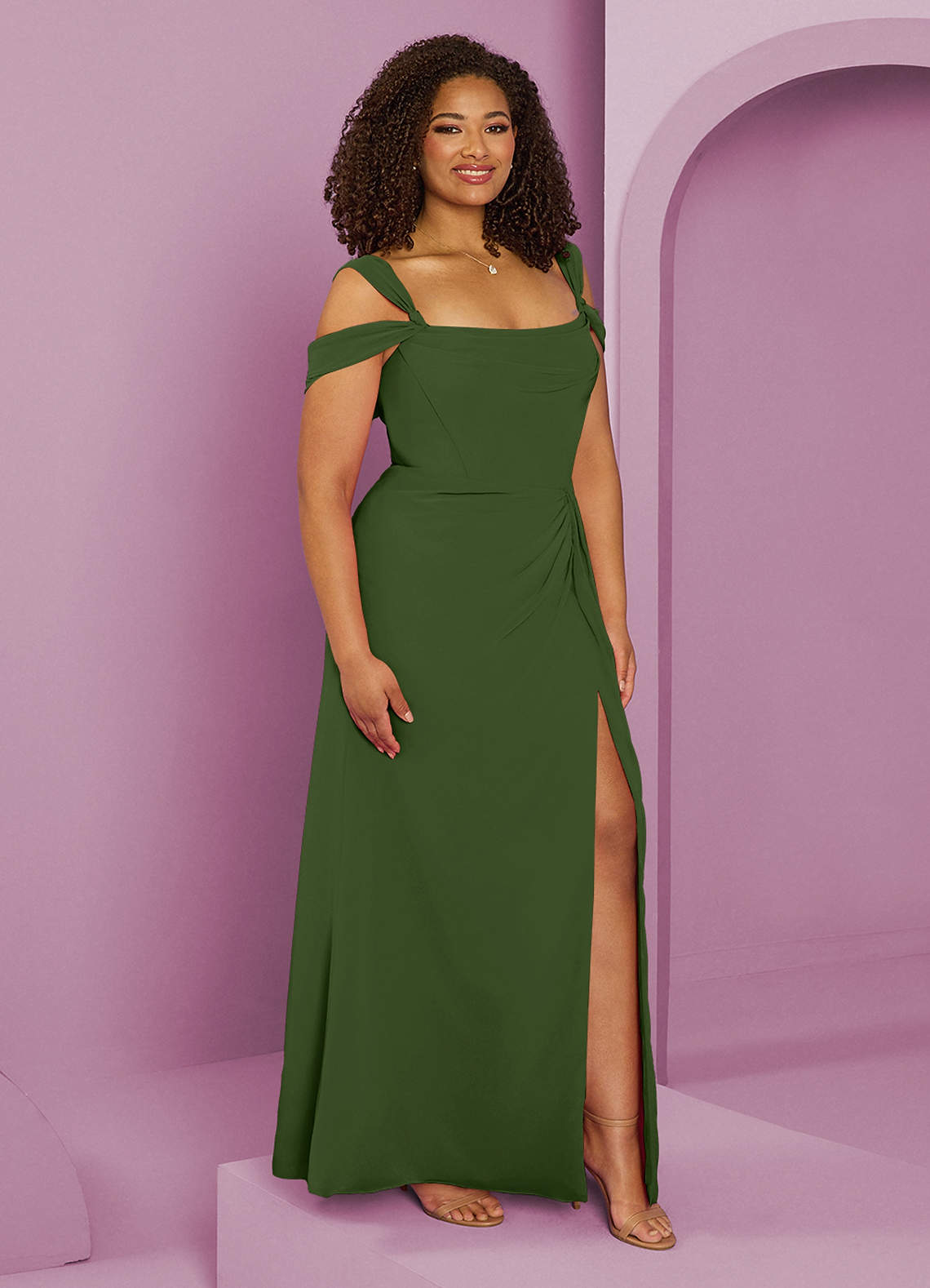Barbie AZAZIE 1053 Ready to Ship Olive Chiffon Bridesmaid Dresses | Azazie Barbie AZAZIE 1053 Ready to Ship Olive Chiffon Bridesmaid Dresses | Azazie