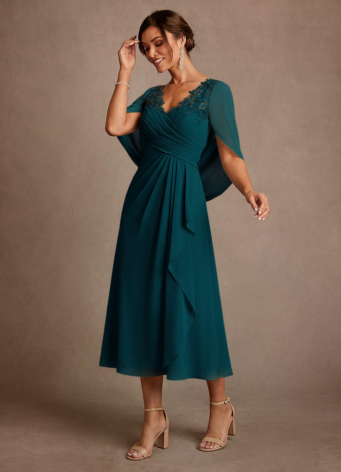 Azazie Forums Mother of the Bride Dresses Pine A-Line Lace Dress image2