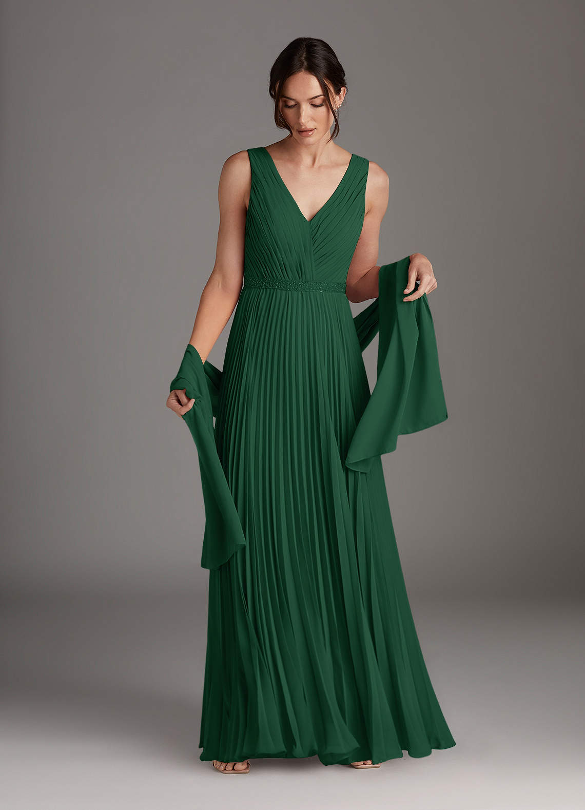 Azazie Kris Mother of the Bride Dresses Dark Green A-Line Sequins Chiffon Dress image1