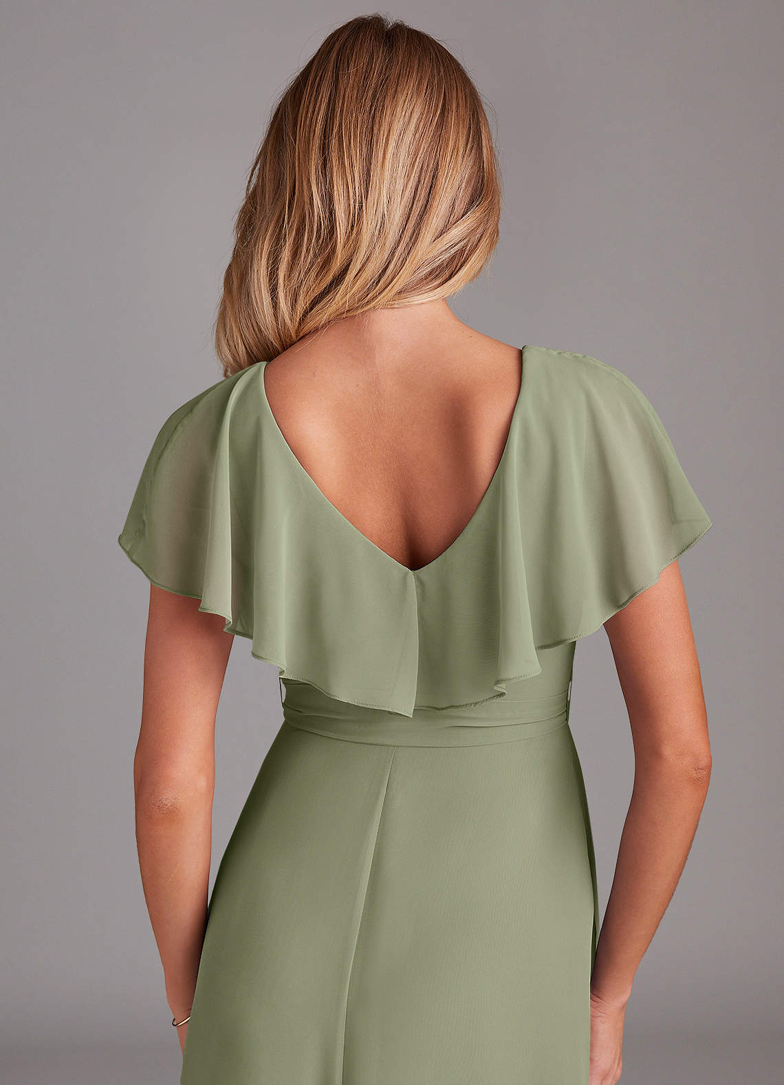Azazie Lainey Bridesmaid Dresses Pistachio A-Line with Pockets Chiffon Dress image1