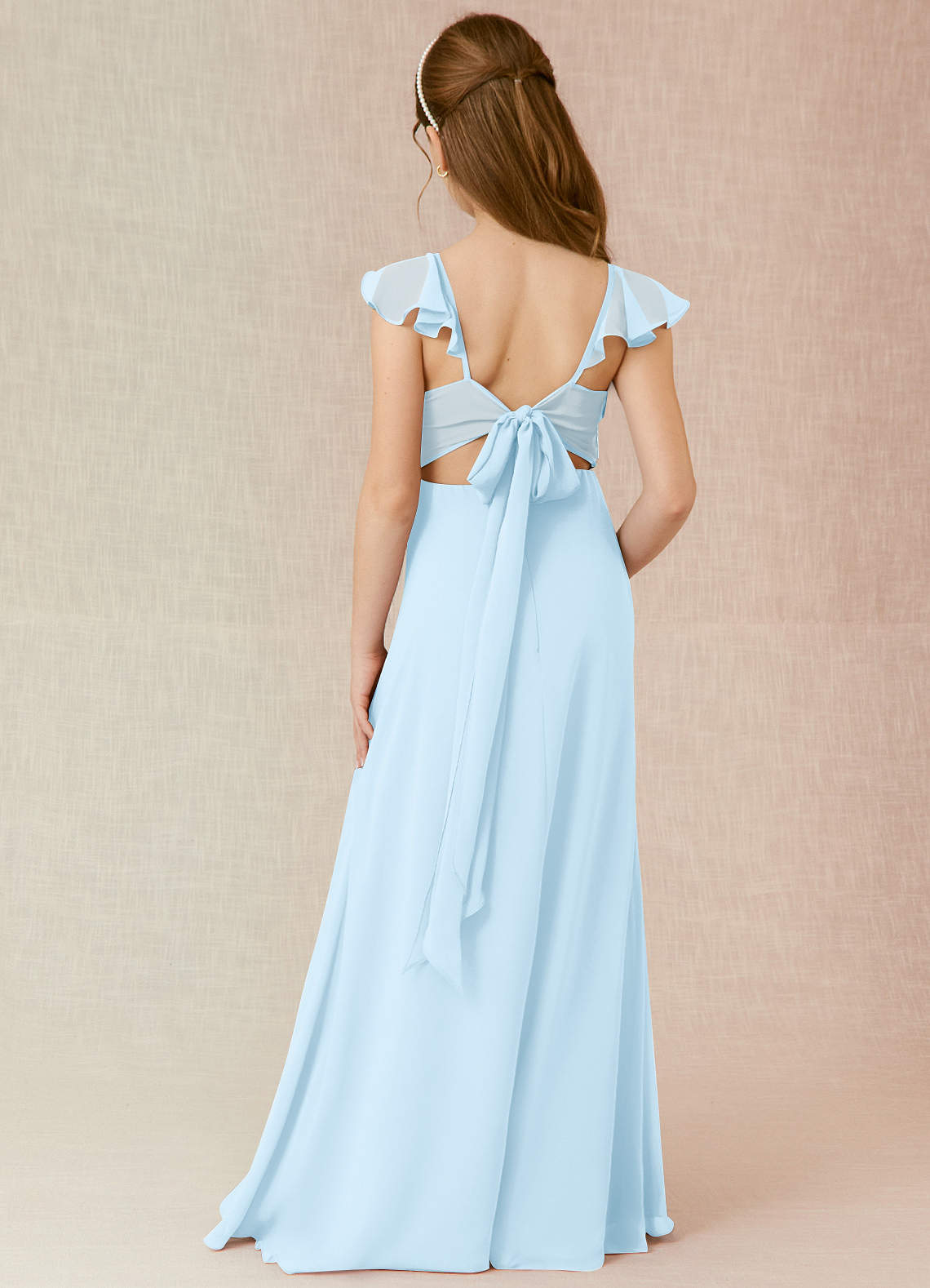 Azazie Everett Junior Sky Blue A-Line Chiffon Dress image1