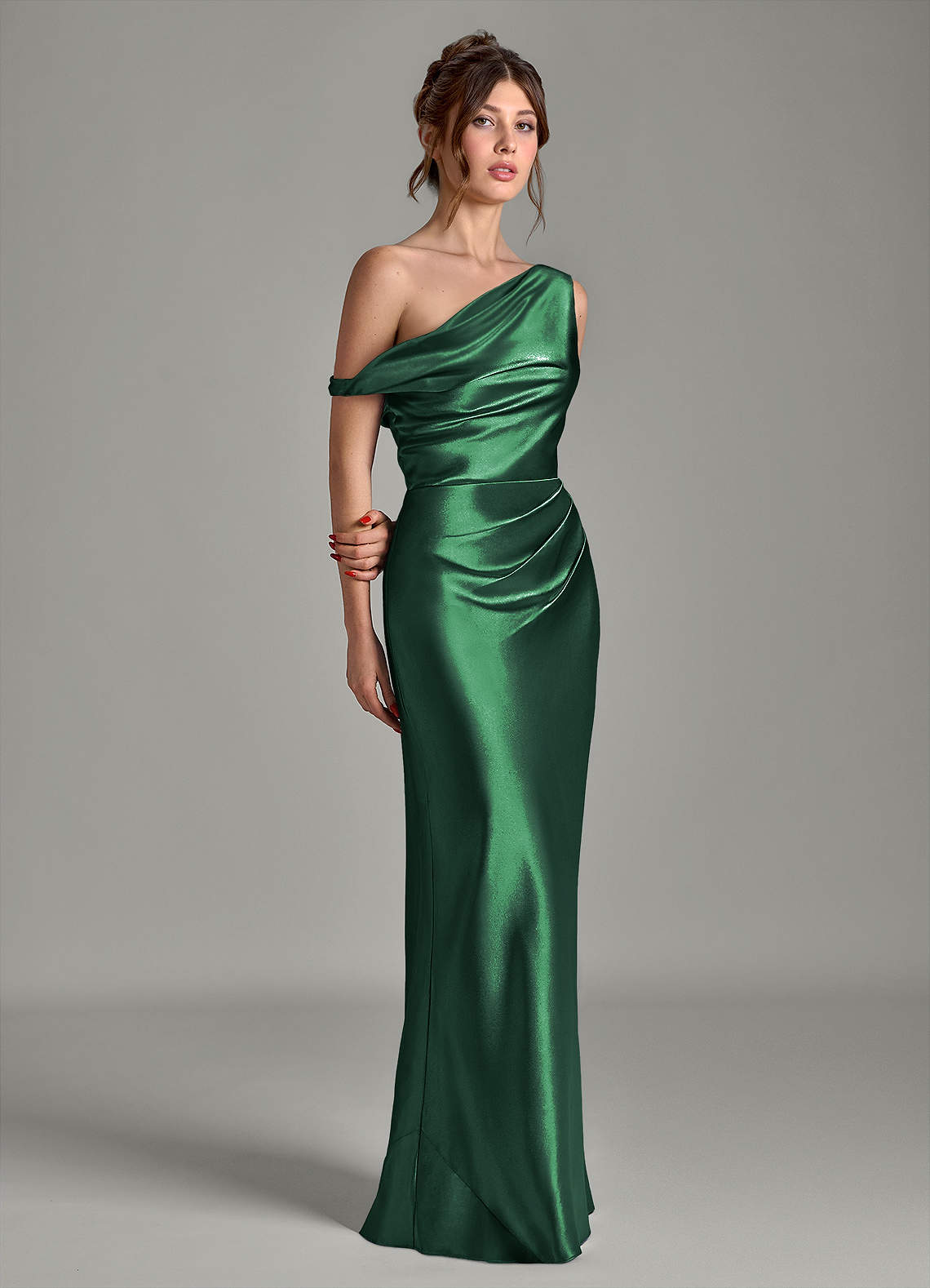 metallic green bridesmaid dresses Azazie Emerson size:28-30
