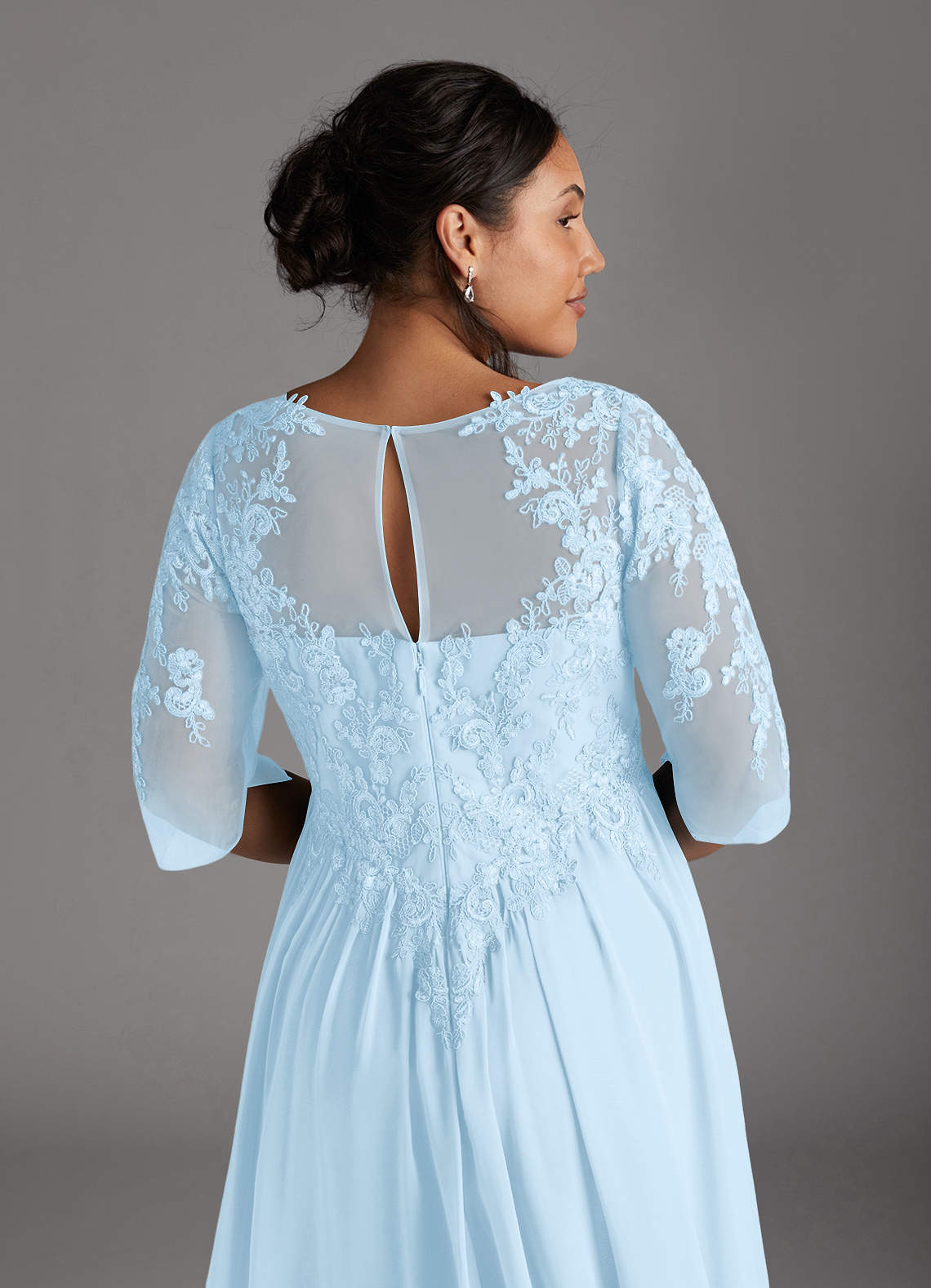 Azul Cielo Azazie Mirielle Vestido de Azul Cielo de Gasa de Corte