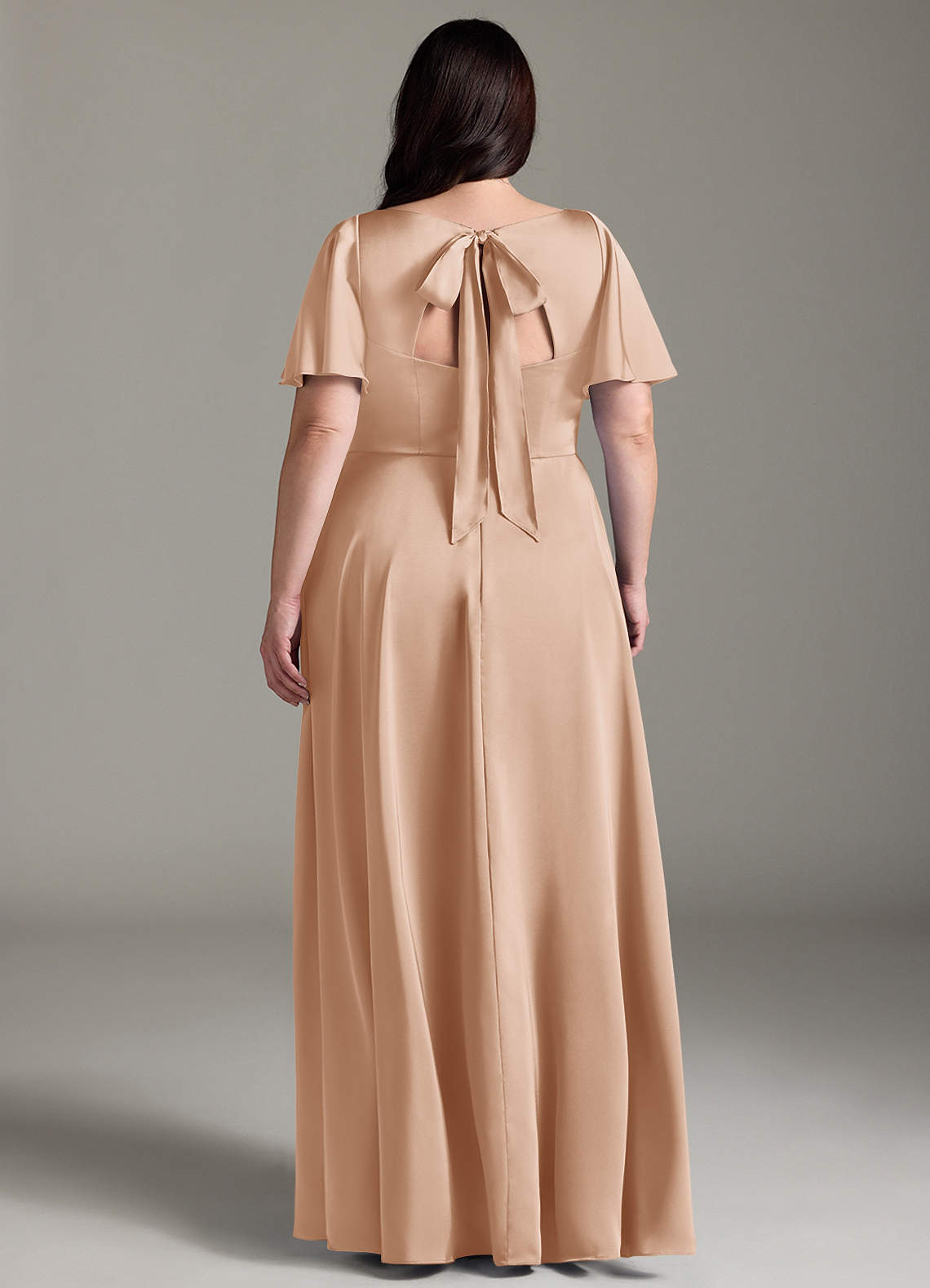 Azazie Kimber Bridesmaid Dresses English Rose A-Line Ruched Stretch Satin Dress image7