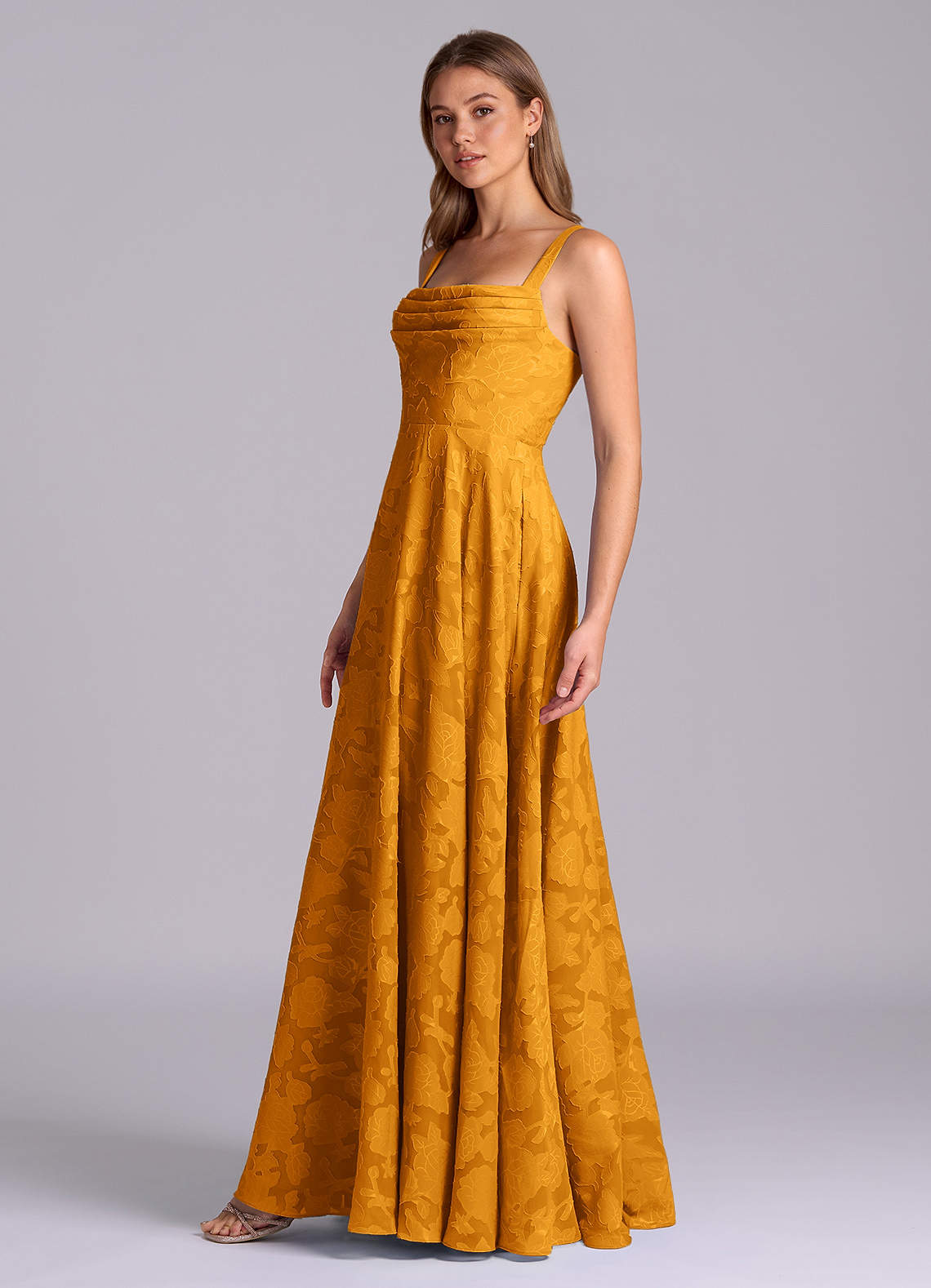 gold floral bridesmaid dresses Mermaid Short Sleeves Rose Gold Sequins Long Bridesmaid Dress – FancyVestido main image 1