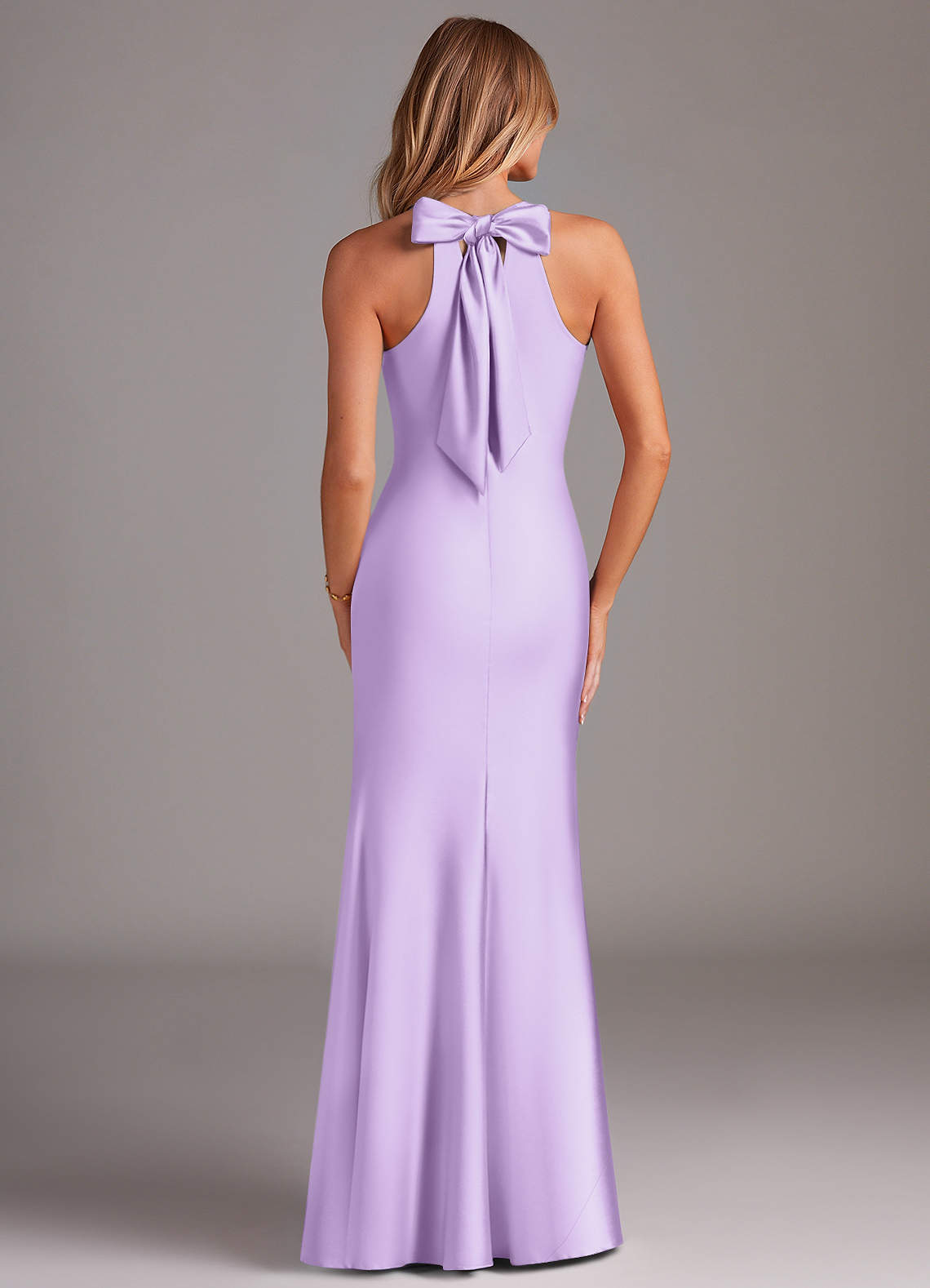 Azazie Doretta Bridesmaid Dresses Lilac Mermaid Pleated Stretch Satin Dress image1