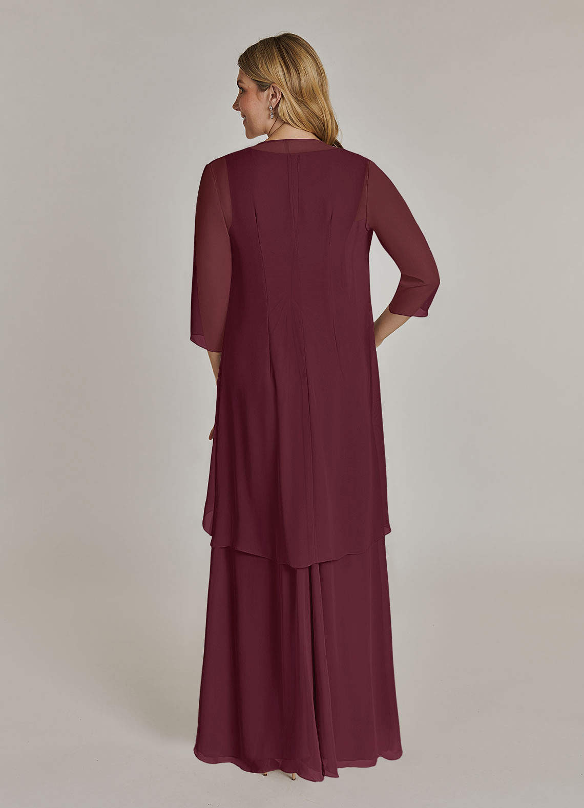 Azazie Manuella Mother of the Bride Dresses Cabernet A-Line V-Neck Pleated Chiffon Dress image7