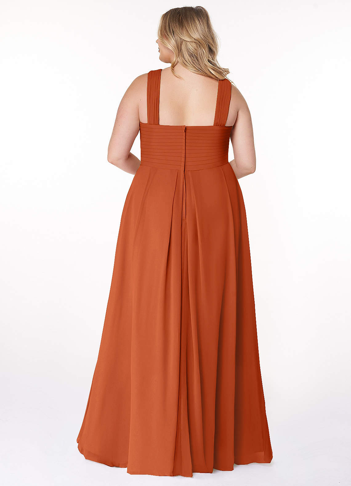 Azazie Kaleigh At-home Try On Dresses Matcha A-Line Pleated Chiffon Dress image7