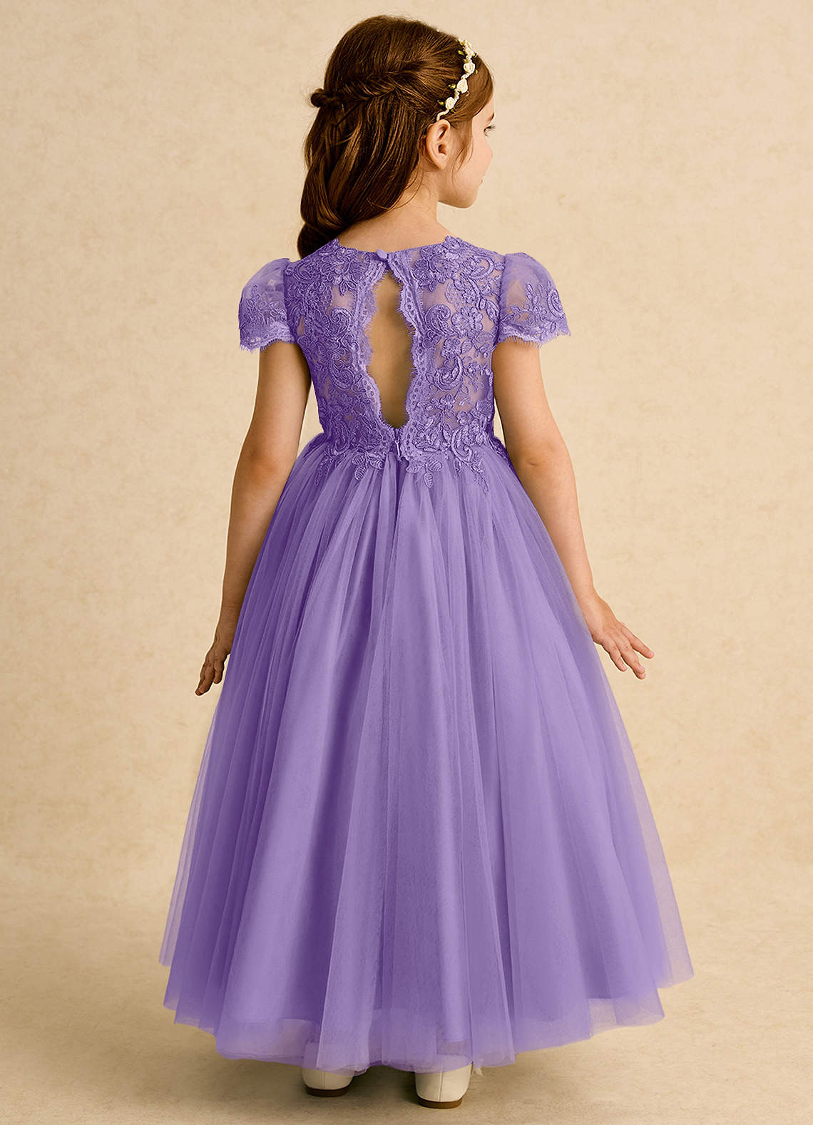 Azazie Puff vestidos de niña de las flores Vestido de Tahití de Tul de Princesa con Encaje image1