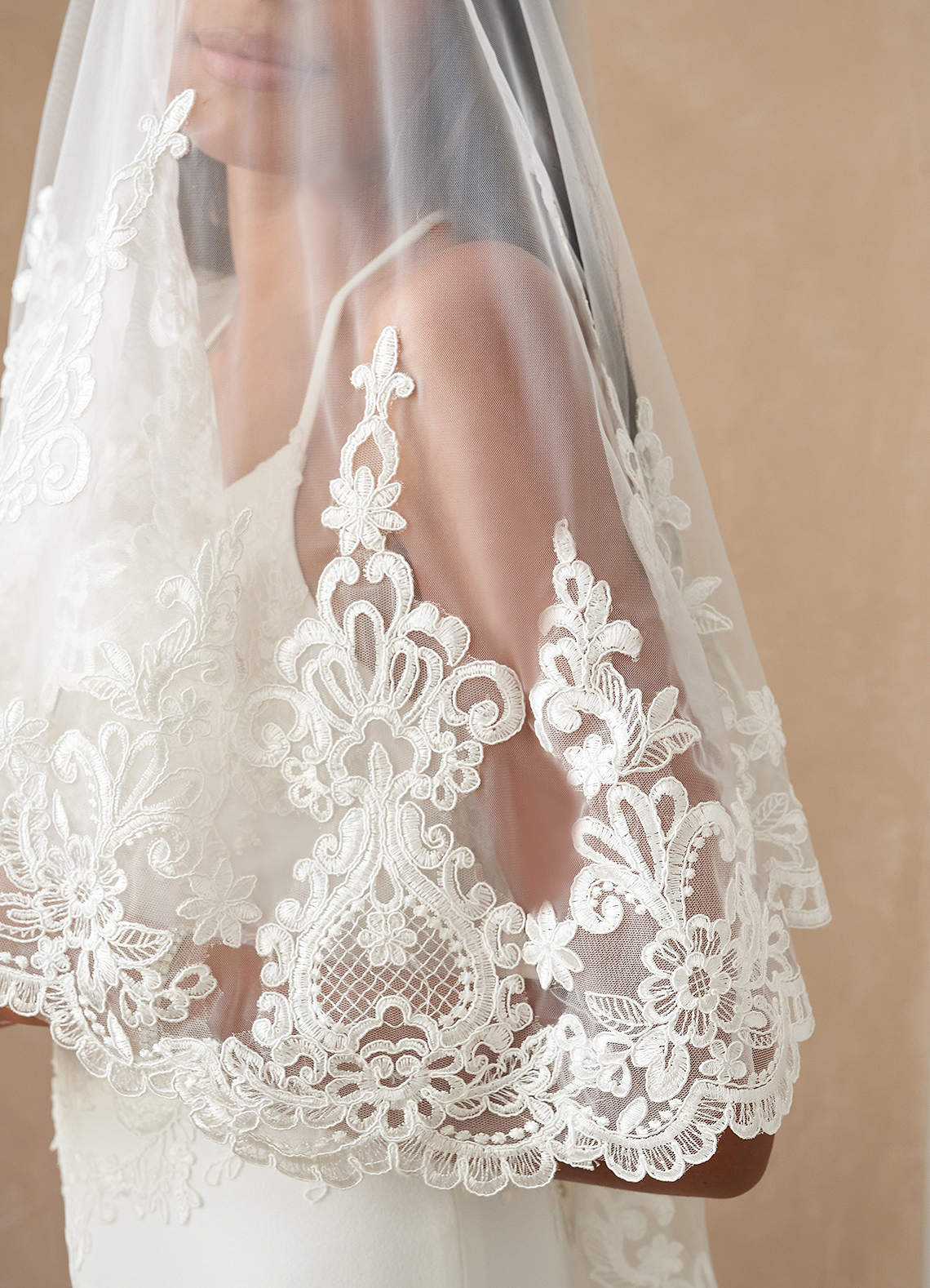 front Princess Lace Cathedral Veil With Blusher