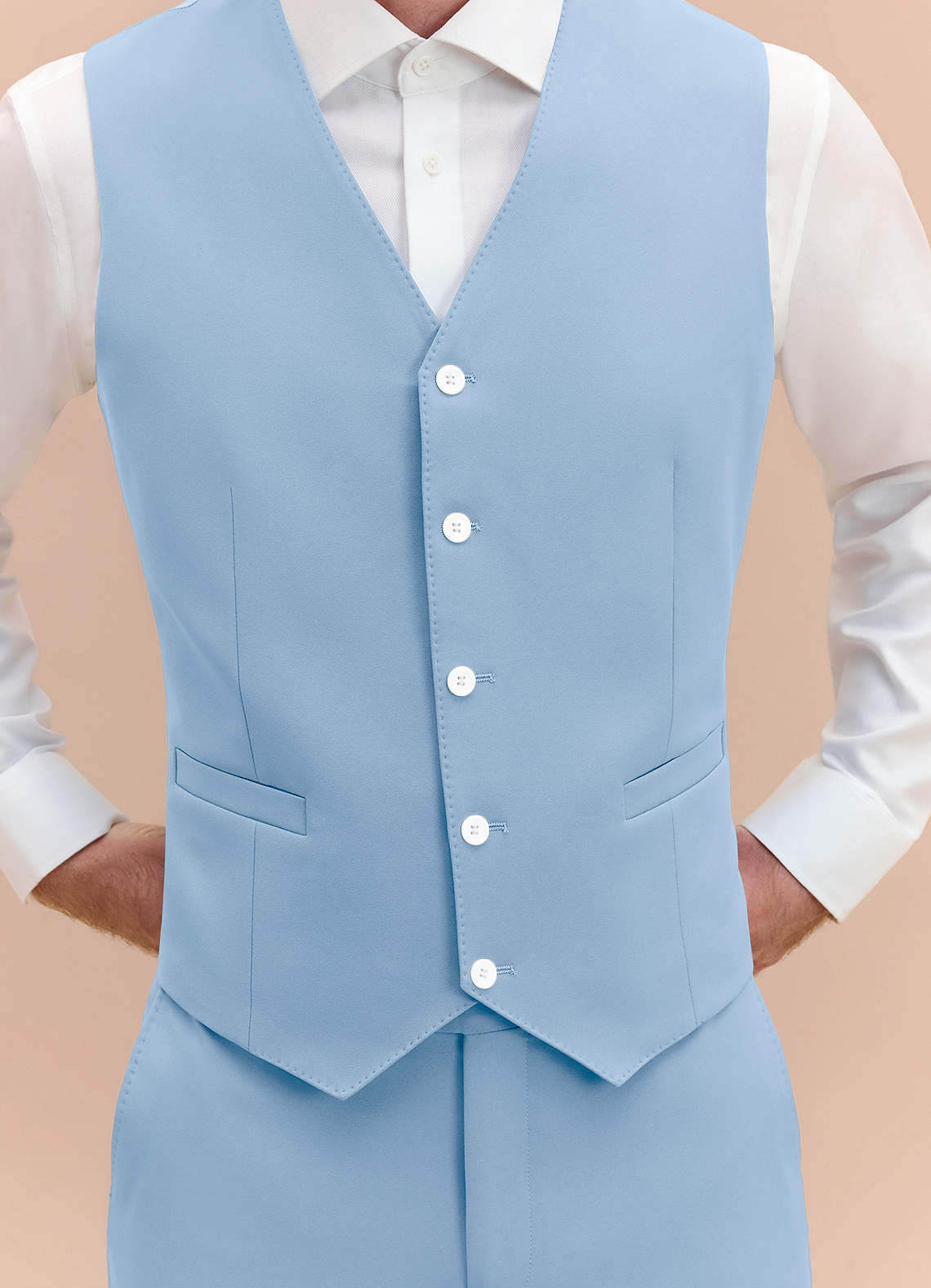 front James Sky Blue Structured Stretch Suit Vest