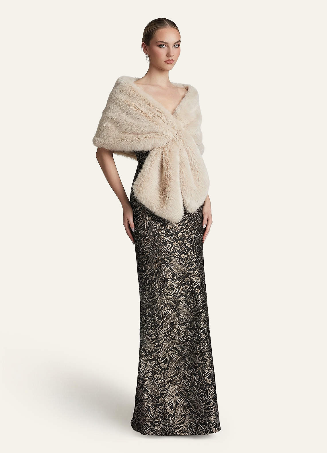front Plush Faux Fur Wrap