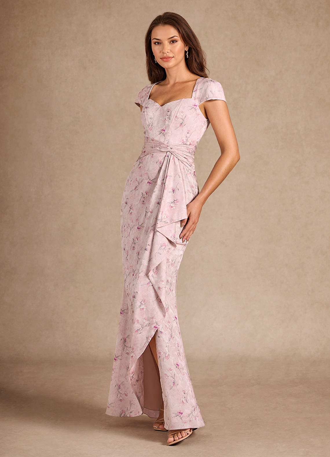 Azazie Elmira vestidos de madre de la novia Vestido de Rosa Inglesa de Satén Elástico de Recto con Escote de Corazón image1