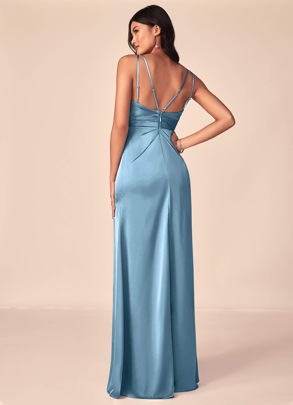 light aqua bridesmaid dress Aqua Blue Chiffon Twist Front Sleeveless Bridesmaid Dress – Modsele