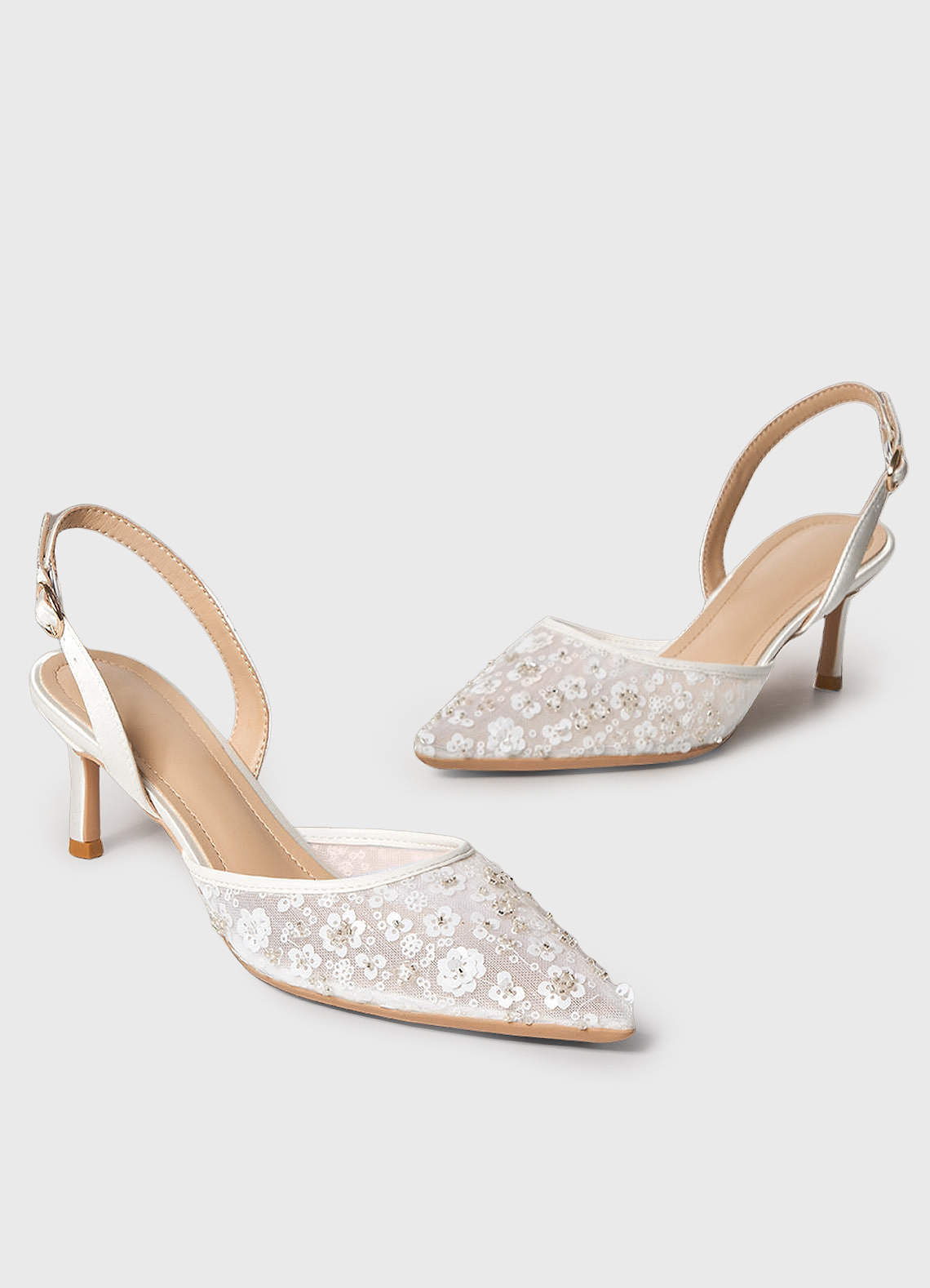 Ivory Hand Beaded 3D Flowers Bridal Shoes Azazie CA