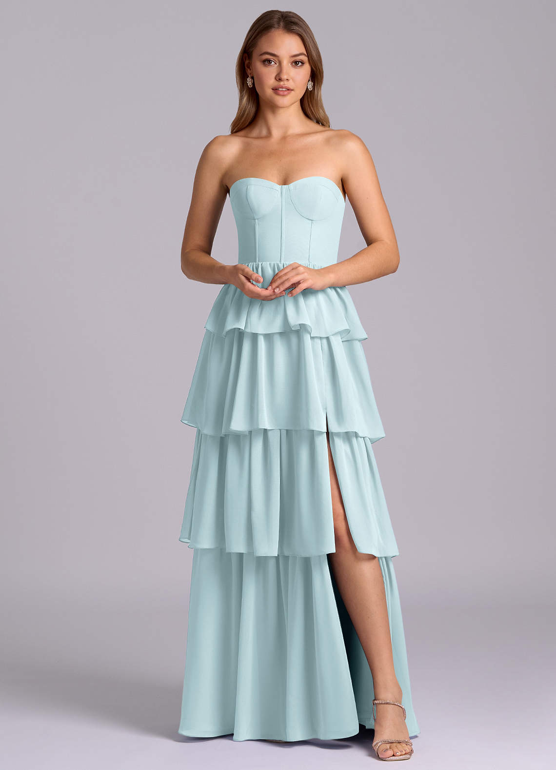 bridesmaid dresses sweetheart neckline chiffon B193002 Long Sweetheart Neckline Lace & Poly Chiffon Bridesmaid Dress