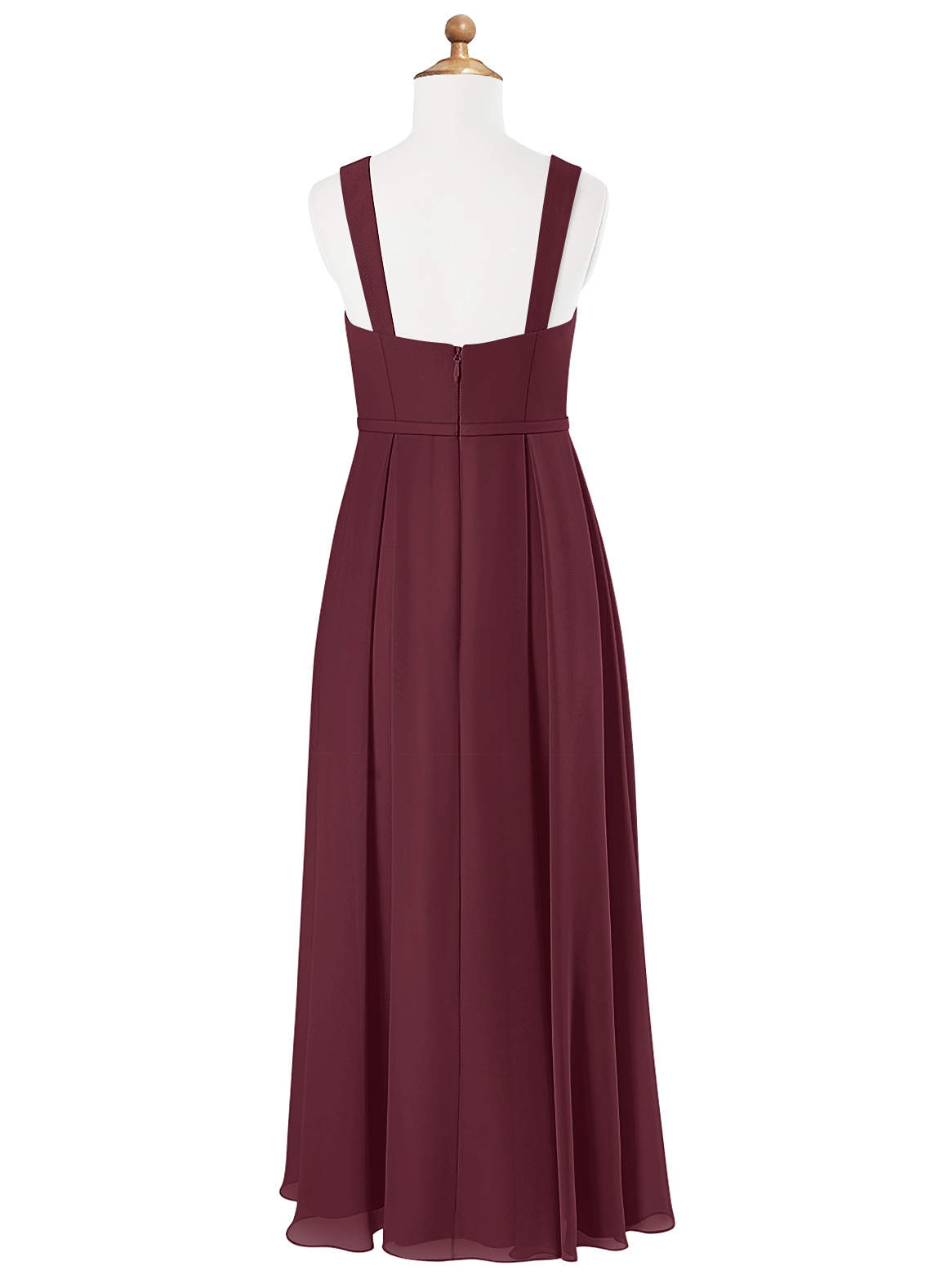 Azazie Simoan Junior Abito A-Line in Chiffon Scollo a Cuore Cabernet image4